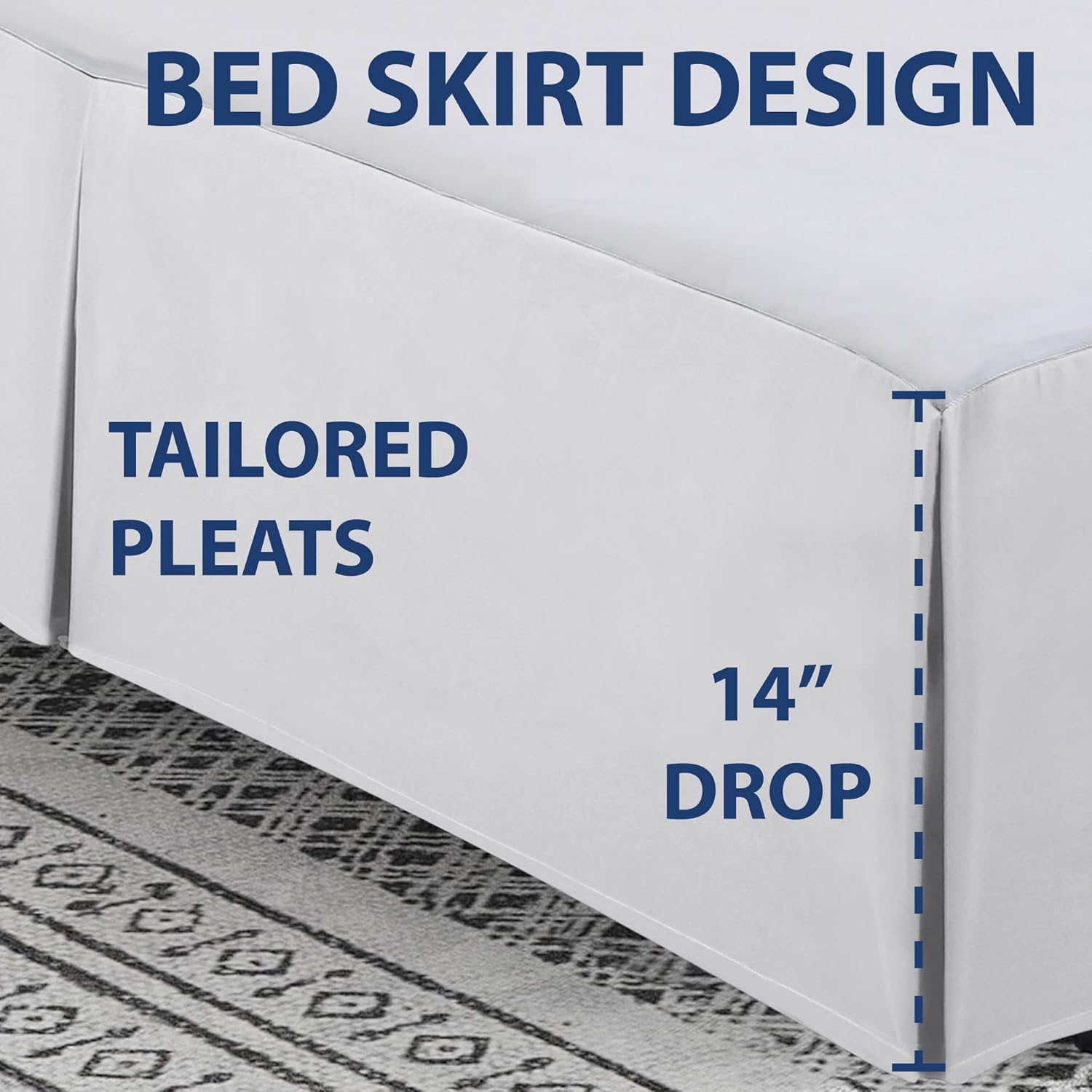 Cathay Home Double Brushed Microfiber Pleated Bed Skirt - White Twin Size