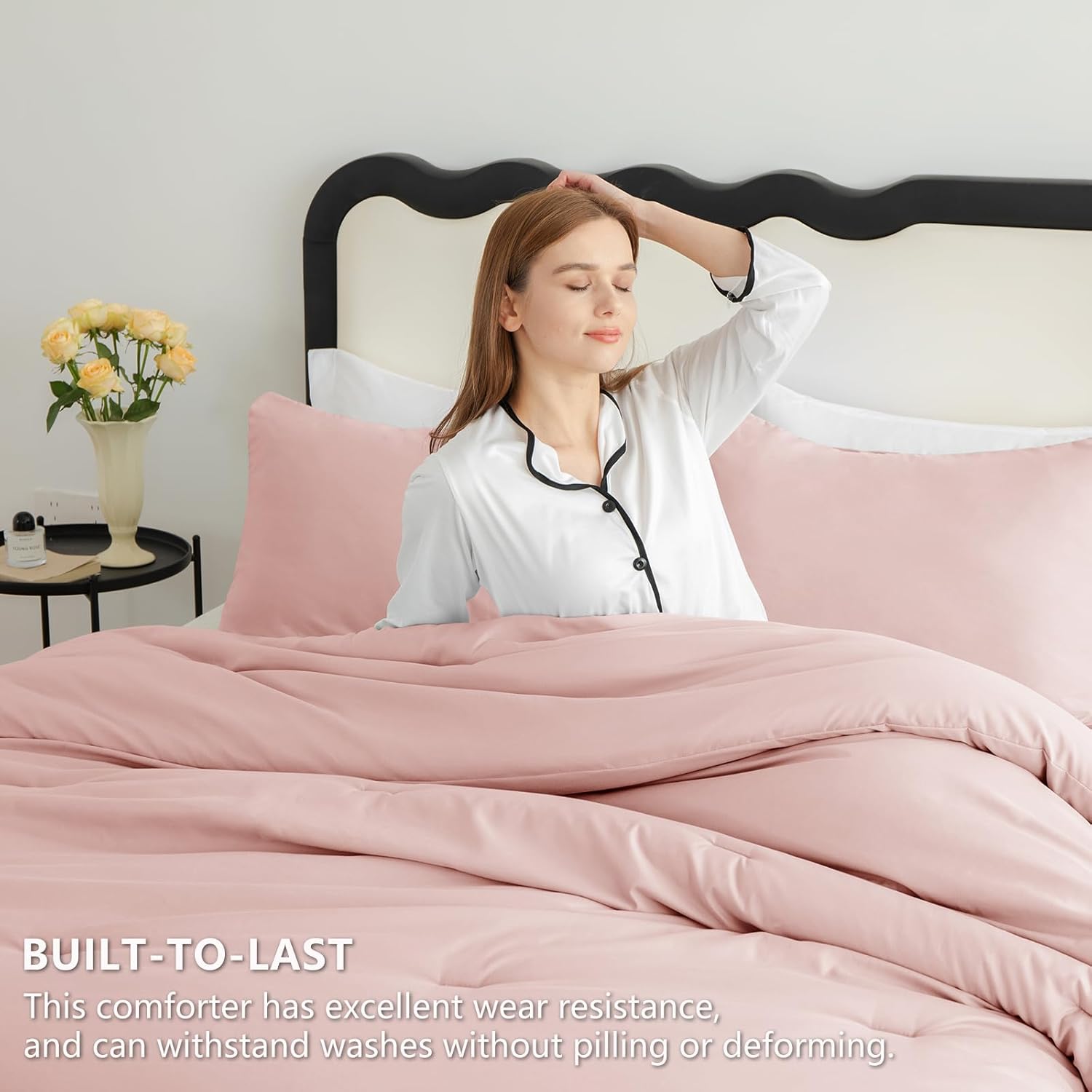CozyLux Blush Pink Comforter Set for Girls 3 Pieces 1