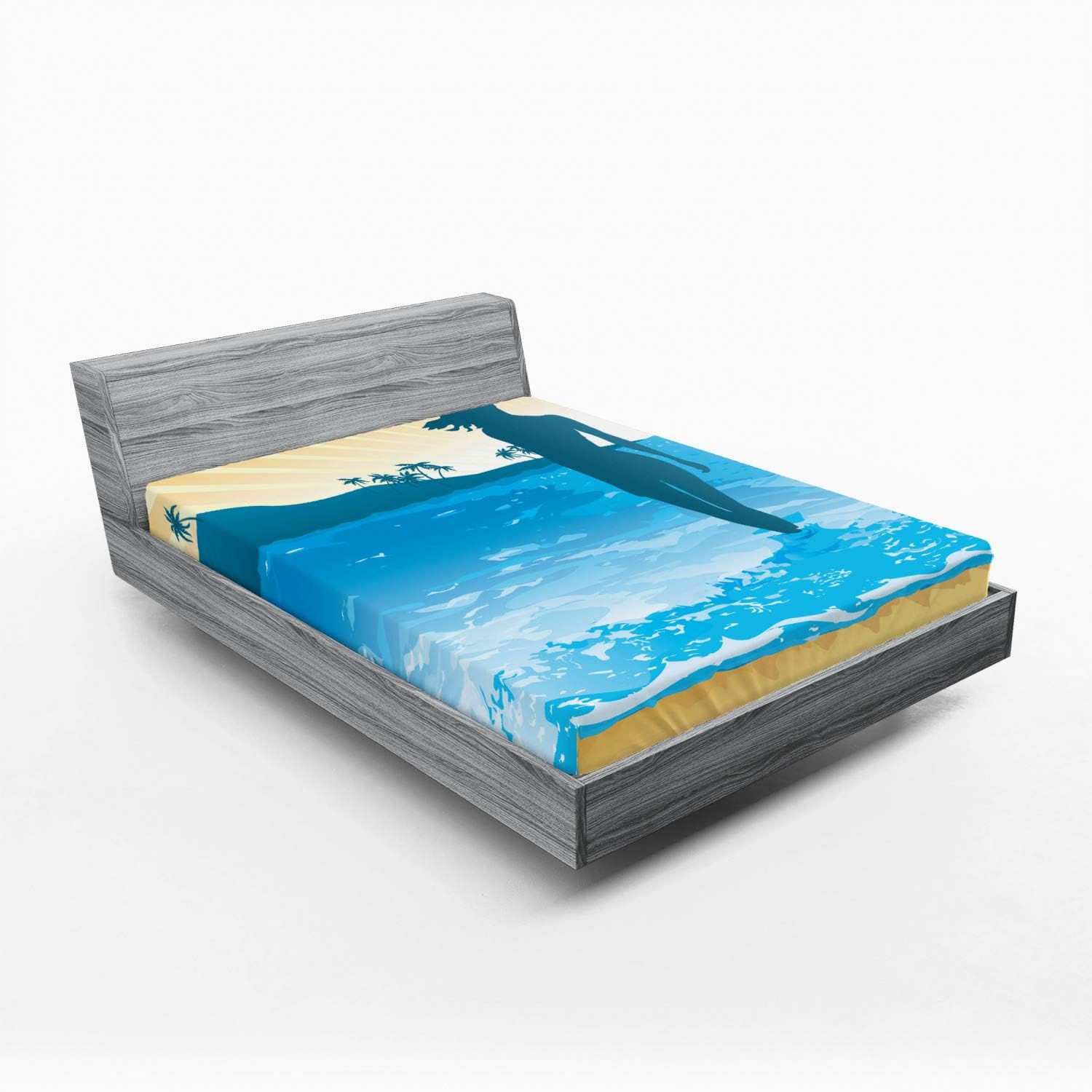 Ambesonne Beach Fitted Sheet - Summer Vibes Ocean Blue