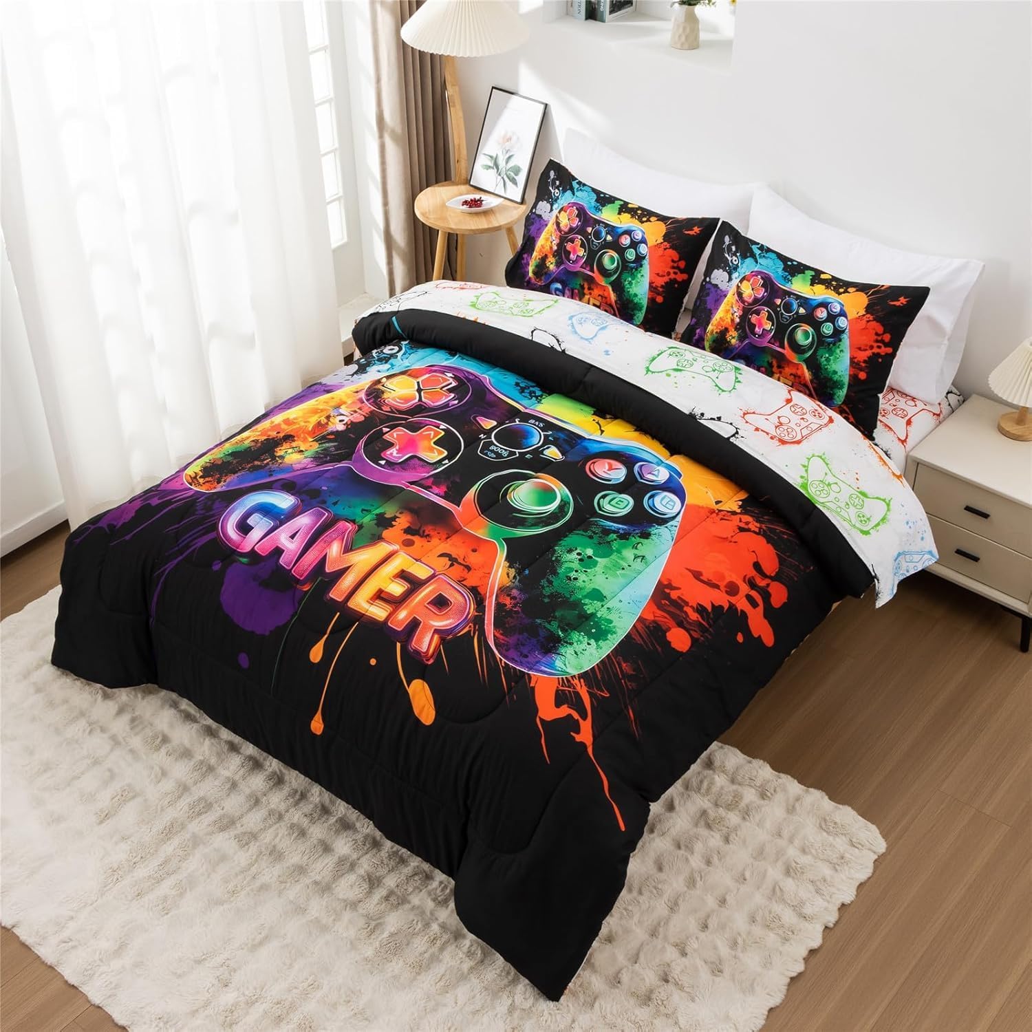 A Nice Night Boys Twin Size Game Console Comforter Set