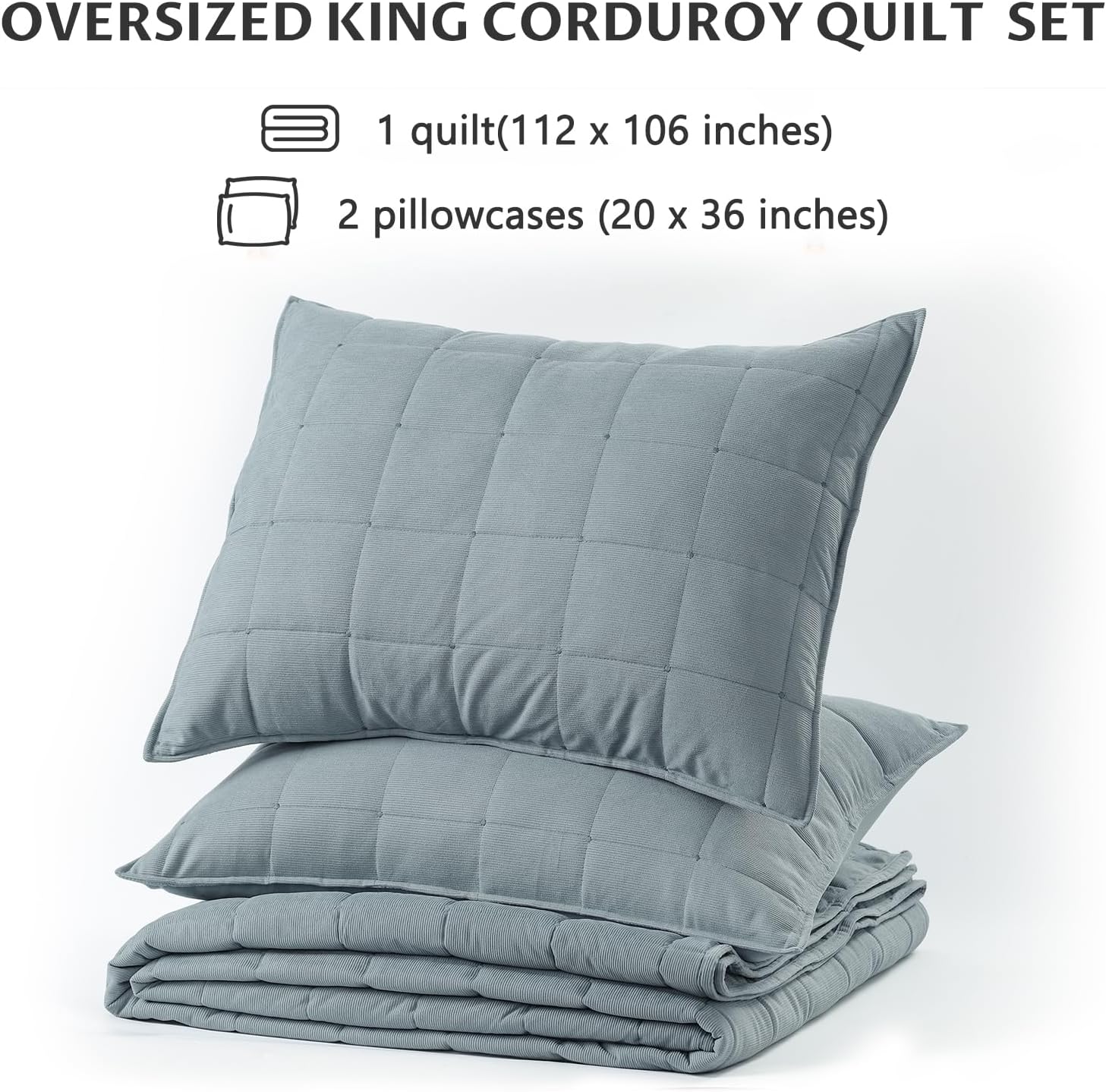 KASENTEX Oversized King Quilt Set - Blue 1
