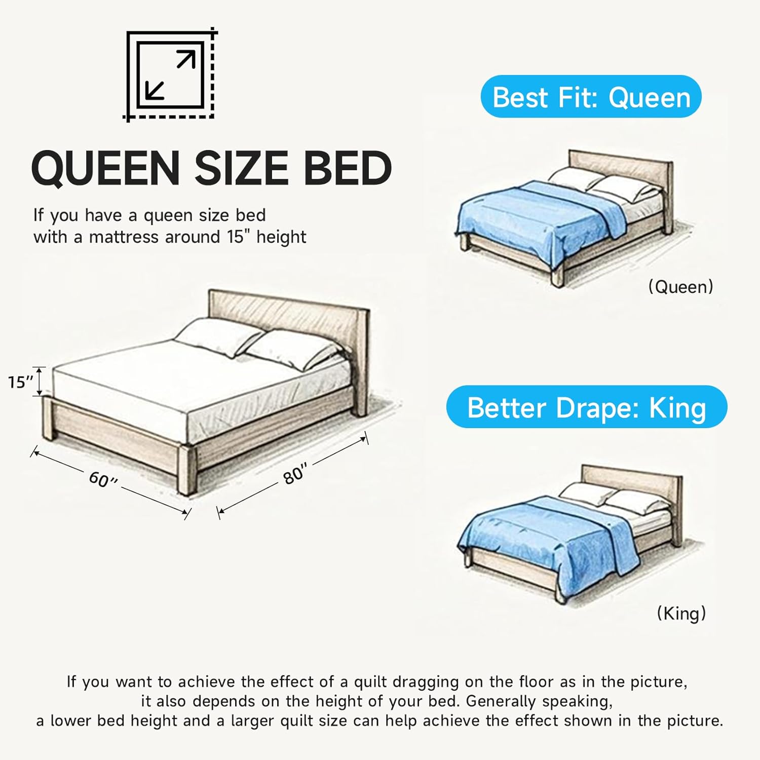 Lavsiry Queen Quilt with Pillow Shams - Navy 90x96