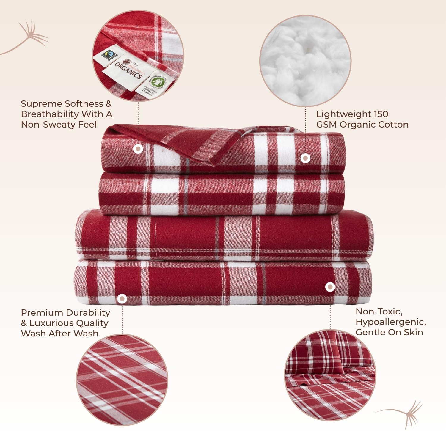 Whisper Organics Organic Cotton Flannel Sheet Set Cal King