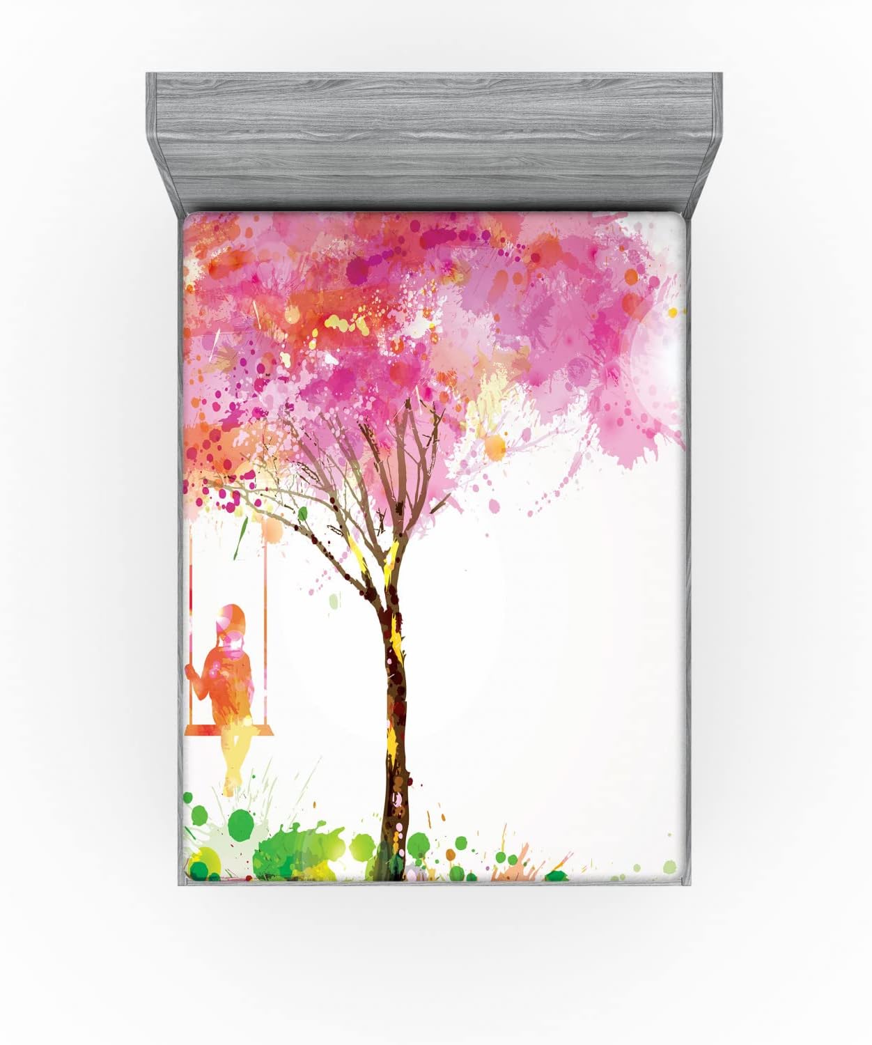 Ambesonne Spring Blossom Watercolor Sheet Set
