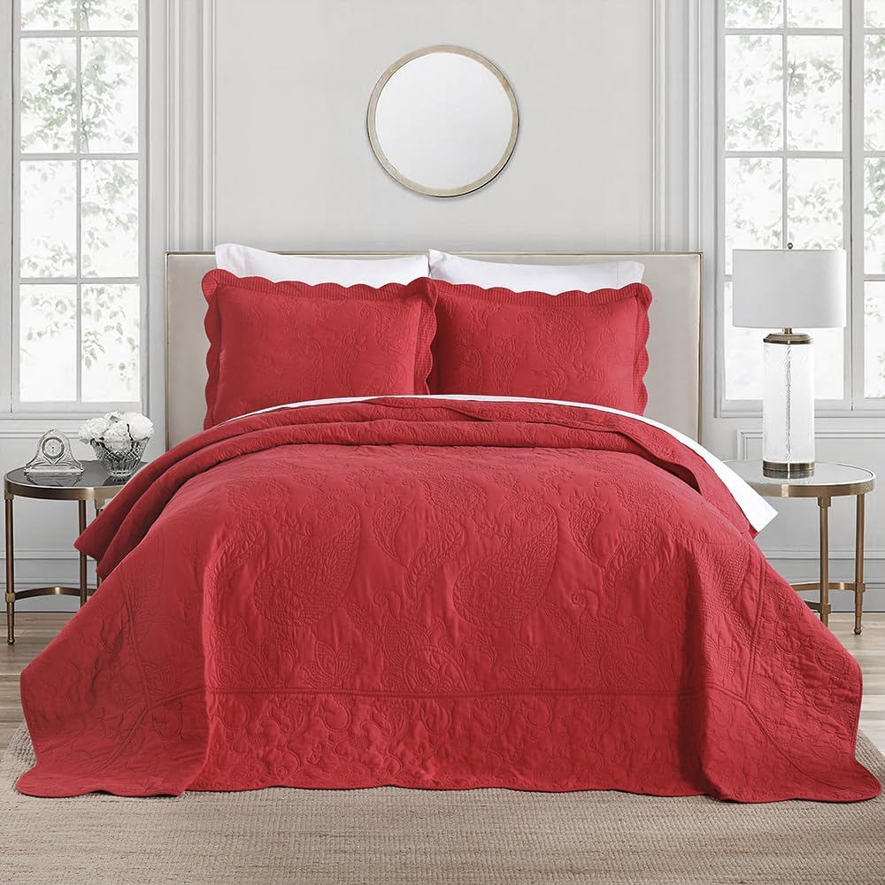 ENASAL Reversible Cotton Jacquard Quilt Set Queen Size