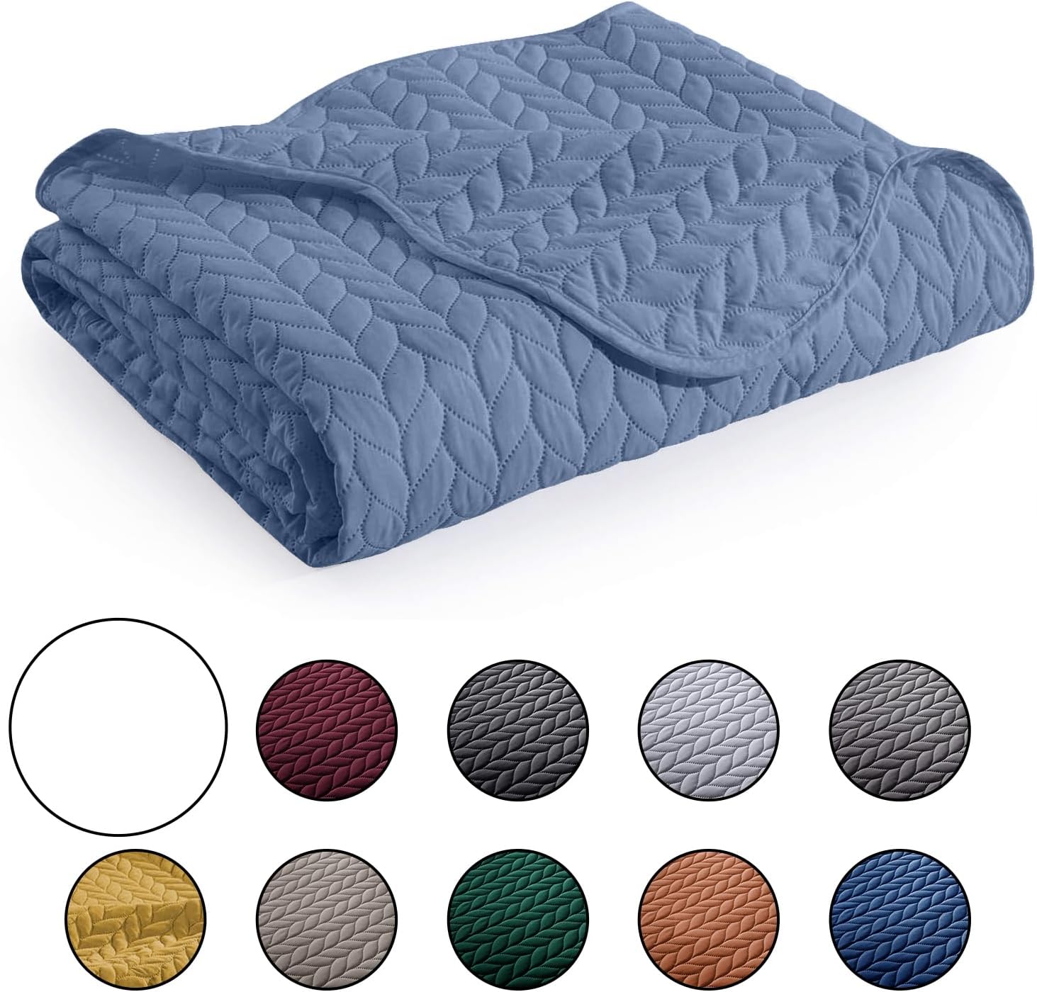 MOONLIGHT20015 Twin Quilt Set - Reversible Embossed Microfiber Coverlet 2 Pcs