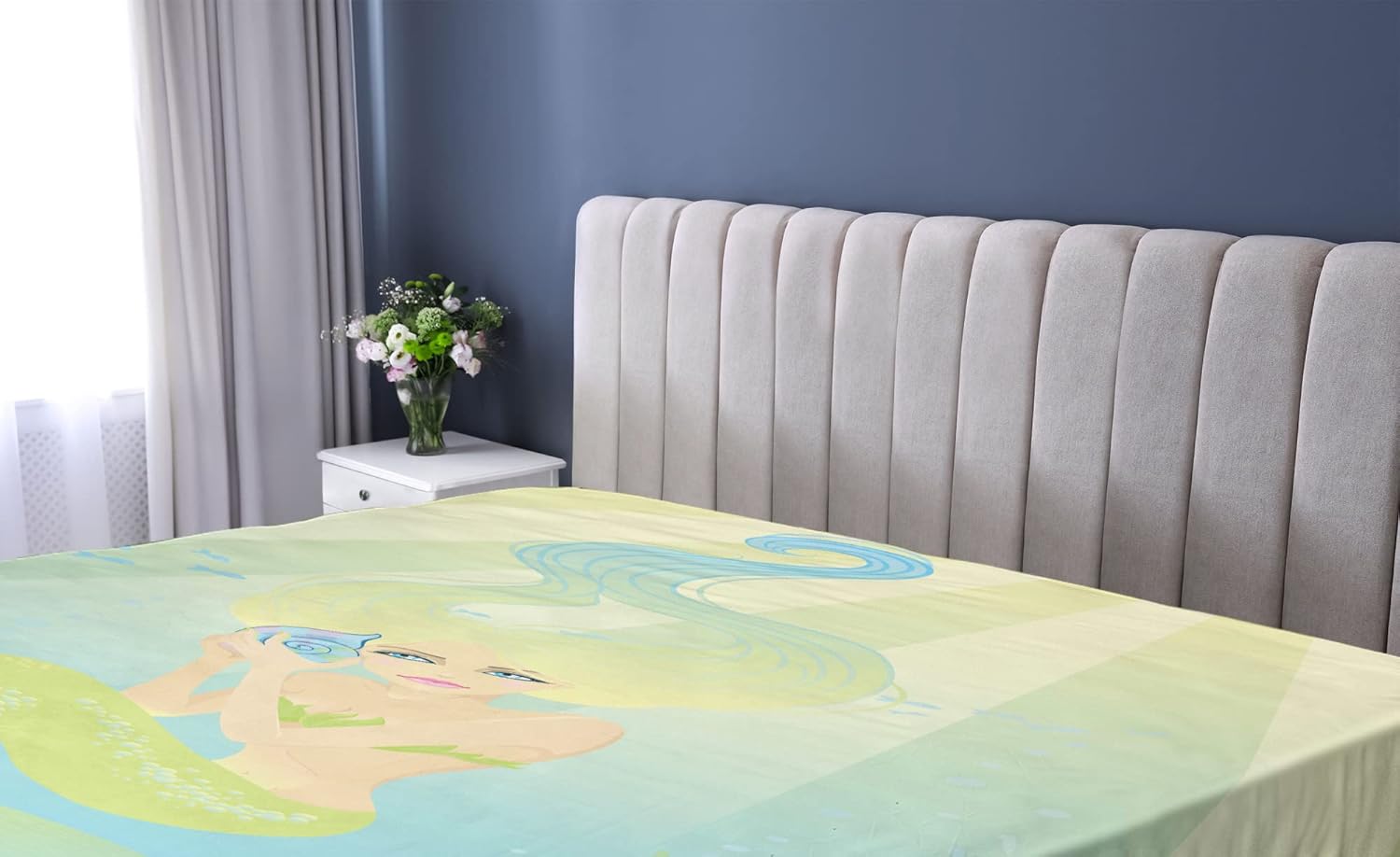 Ambesonne Mermaid Fitted Sheet Coral Blue