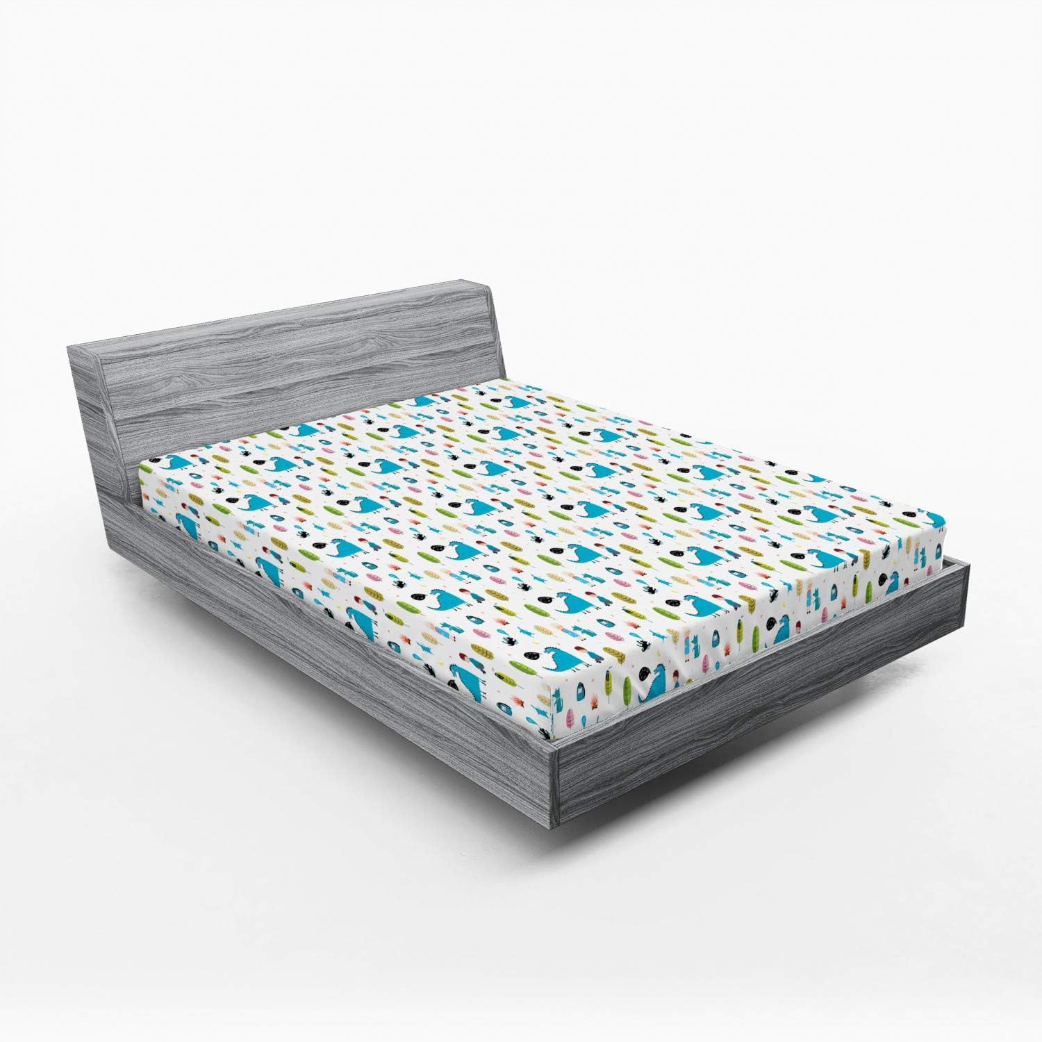 Ambesonne Dragon Fitted Sheet Multicolor California King