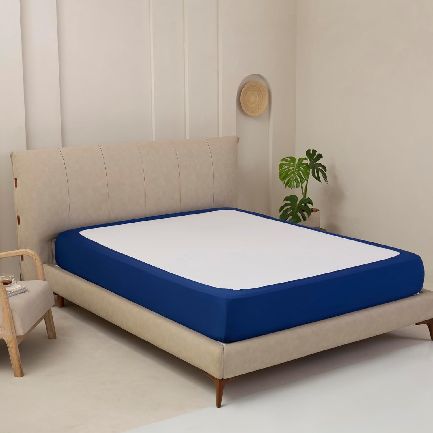 TSUTOMI Stretchy Box Spring Cover King Size Denim Blue 1