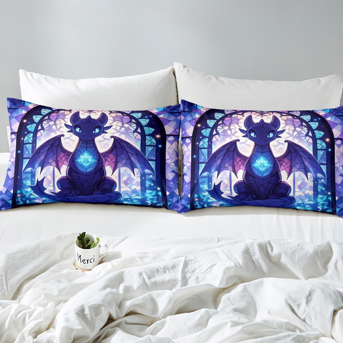 Manfei Cartoon Dragon Fitted Sheet Set Twin Size