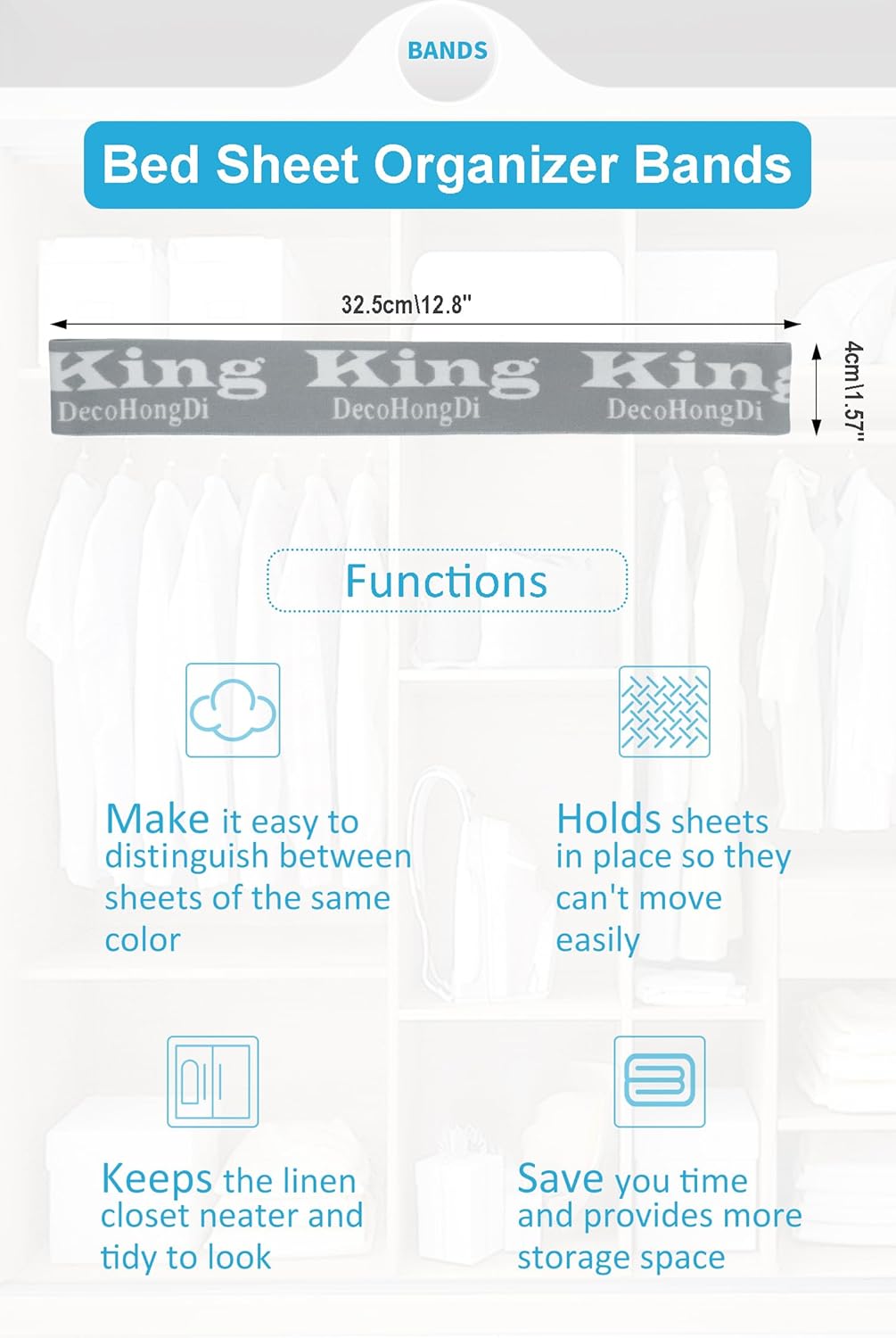 6 Pcs Sheet Label Bands for Sheets and Bedding