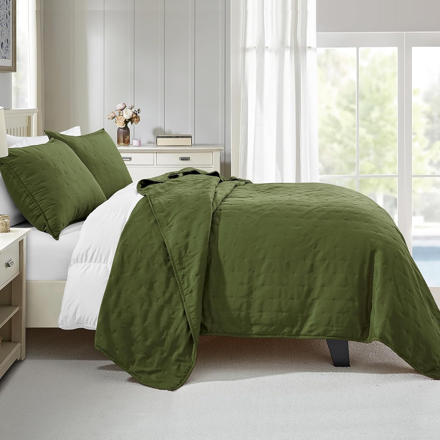 BOURINA Ultrasonic Quilt Set 3-Piece Dark Green