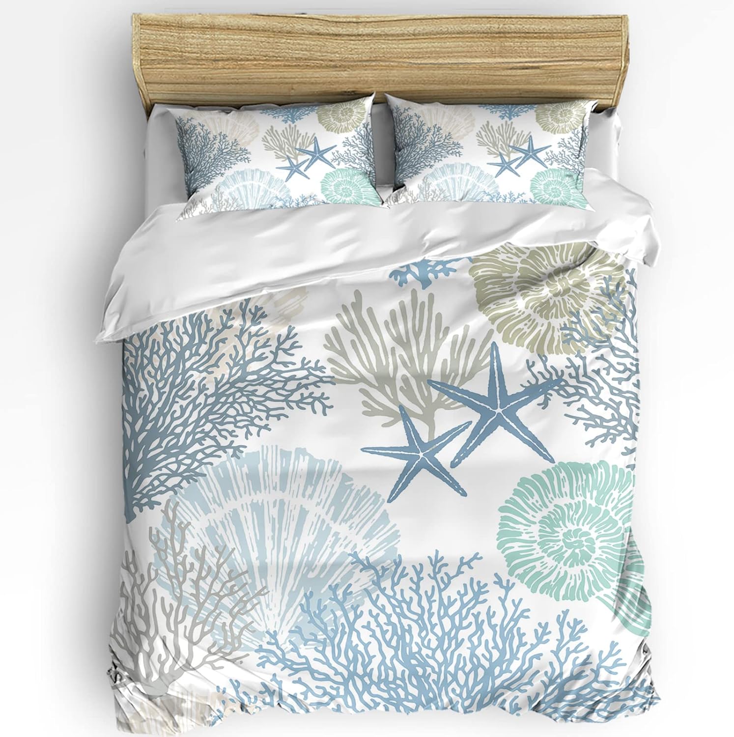OComster California King Duvet Cover Set Teal Blue