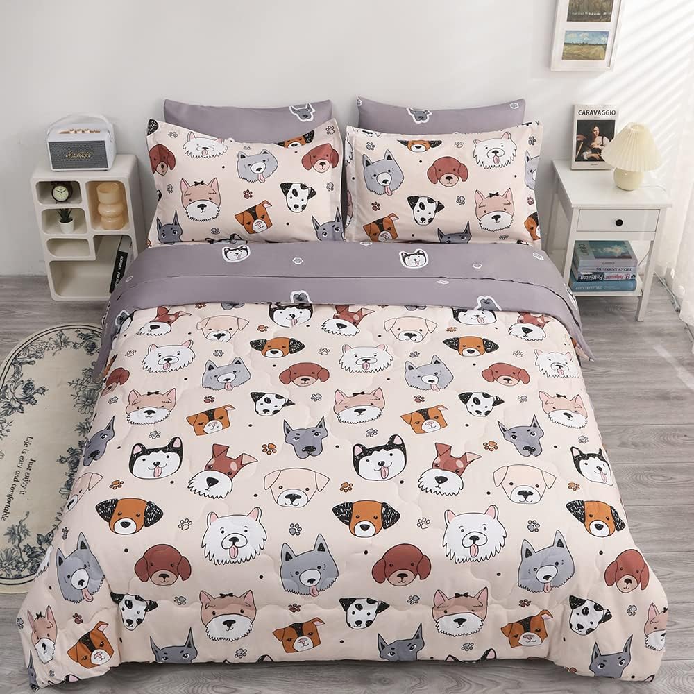Gusuhome 7 Piece Kids Dog Comforter Set Twin Size