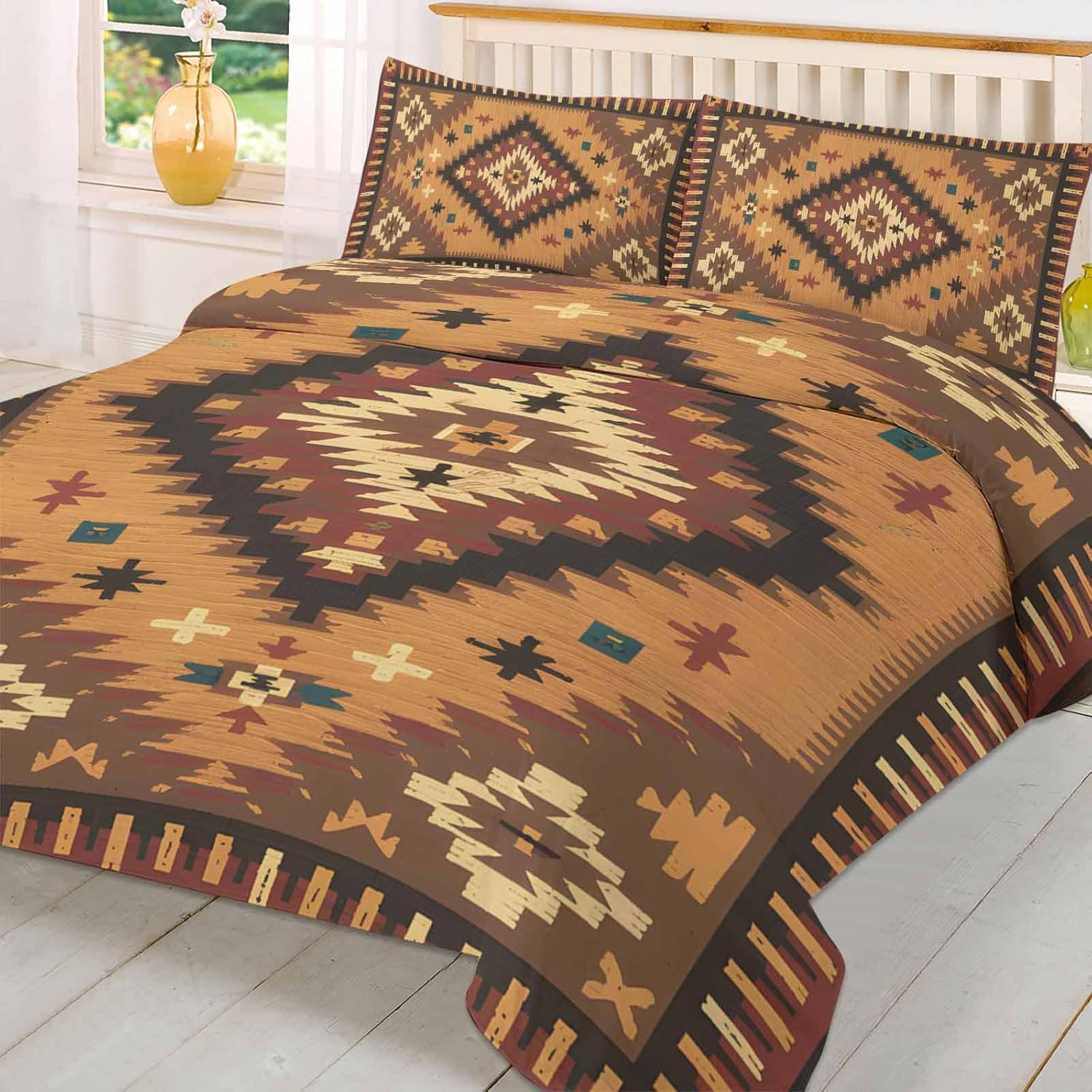Boanket 3-Piece Queen Bedding Set - Southwest Ethnic Style with Zipper Closure