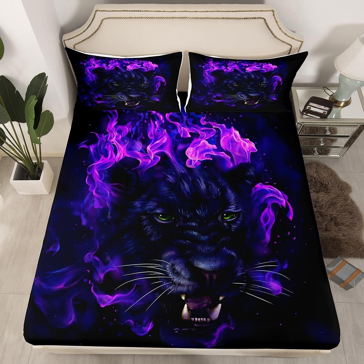 Feelyou Leopard Bed Sheet Set TwinXL Kids Safari Decor