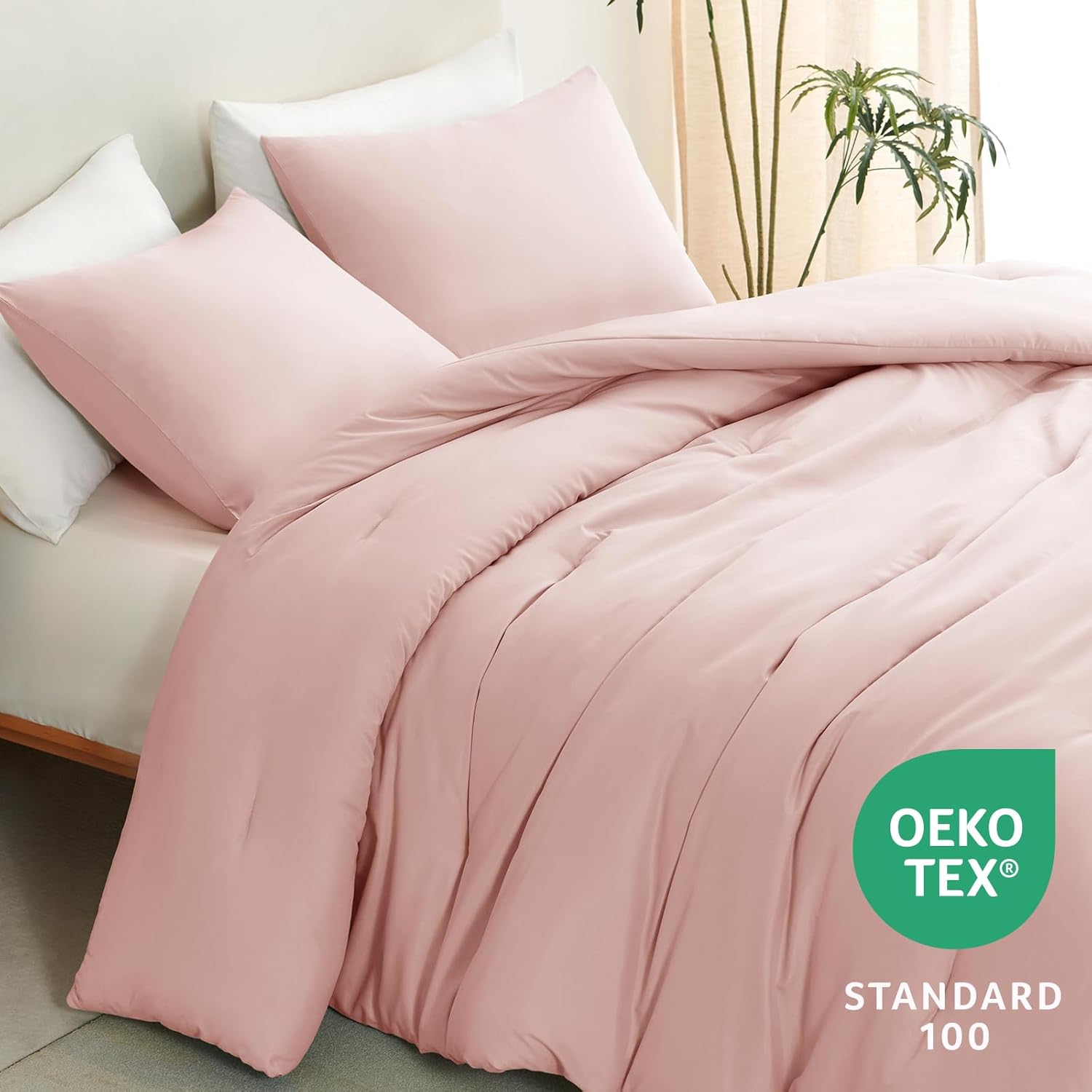 CozyLux Blush Pink Comforter Set for Girls 3 Pieces 1