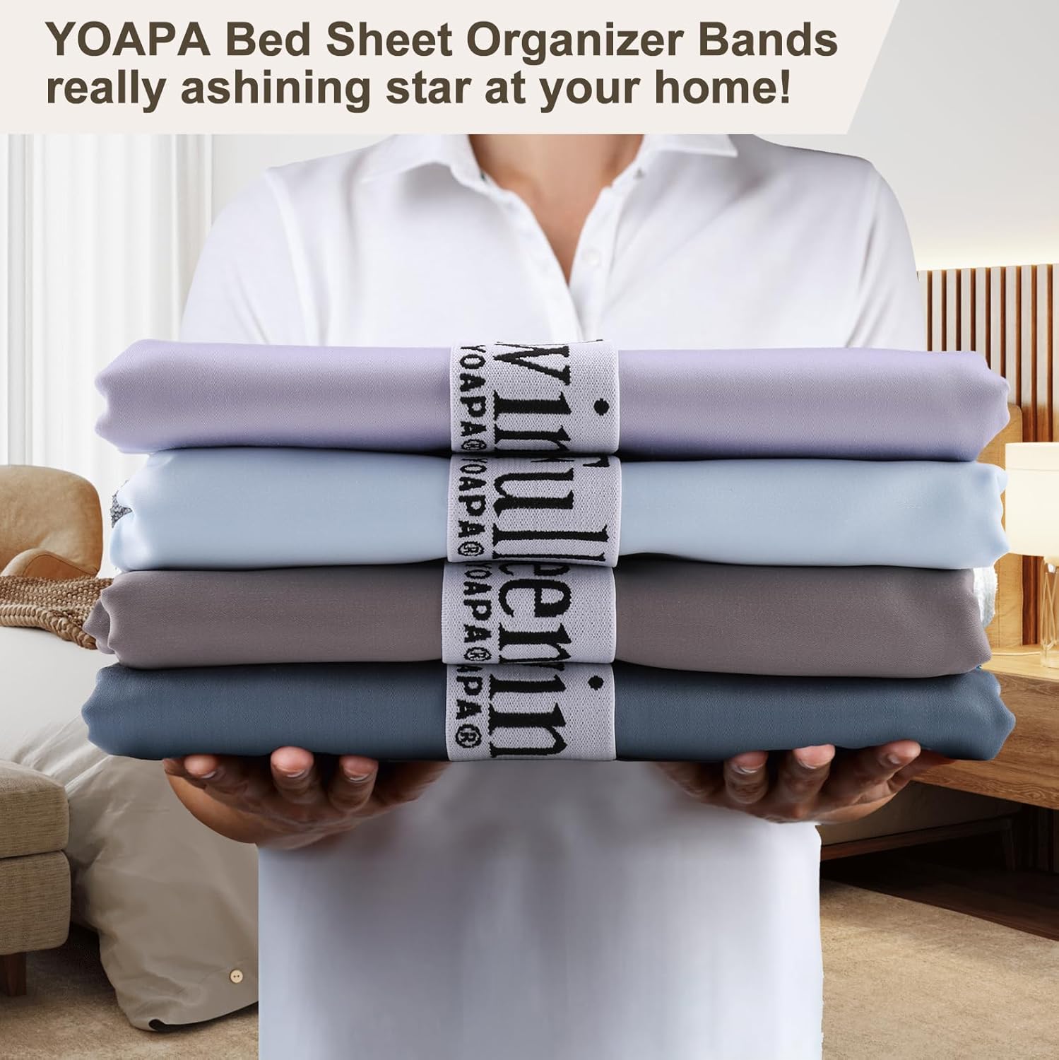 YOAPA 8Pcs Elastic Sheet Straps for Closet Bedding Organizer