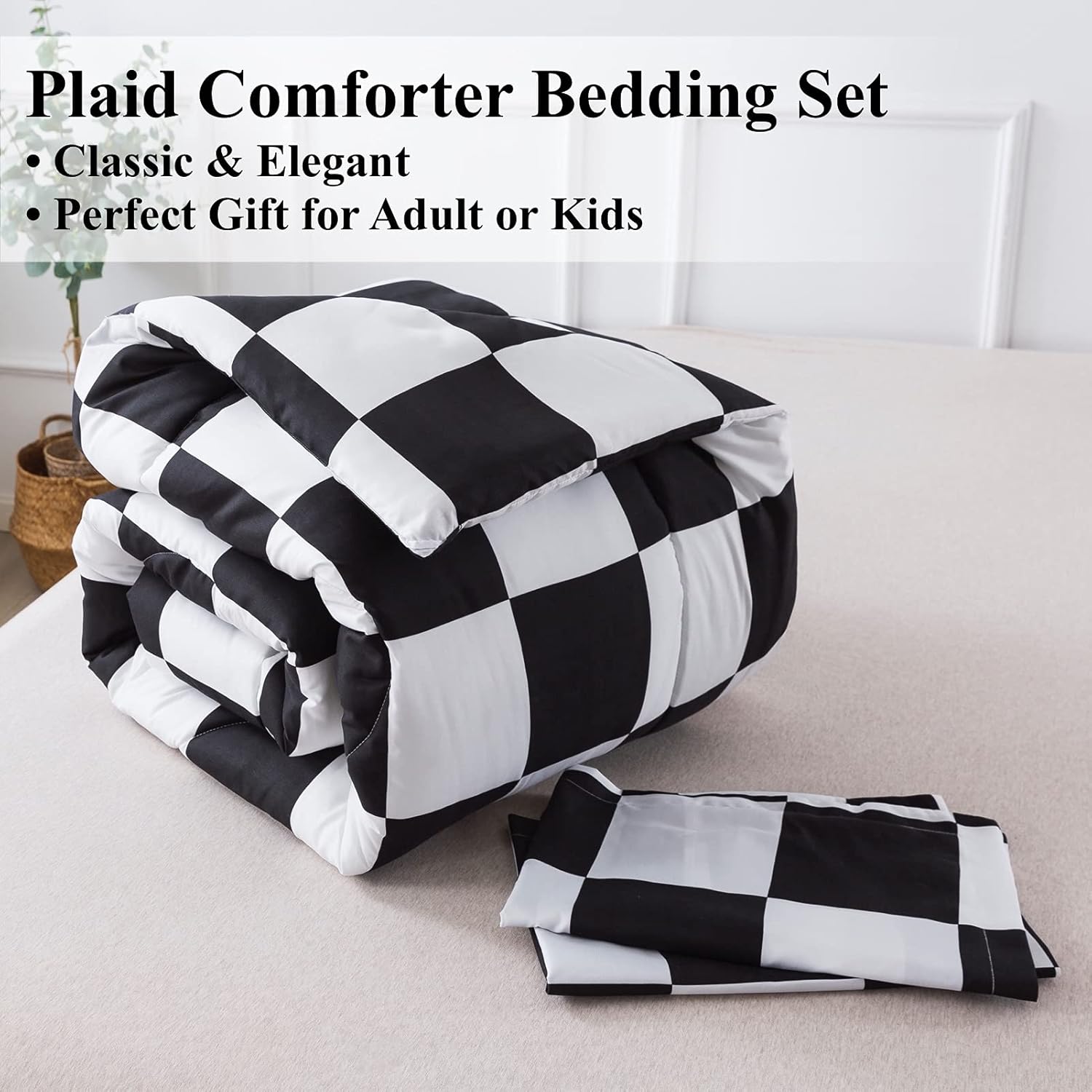 Andency Checkered Comforter Queen Set 3 Pieces
