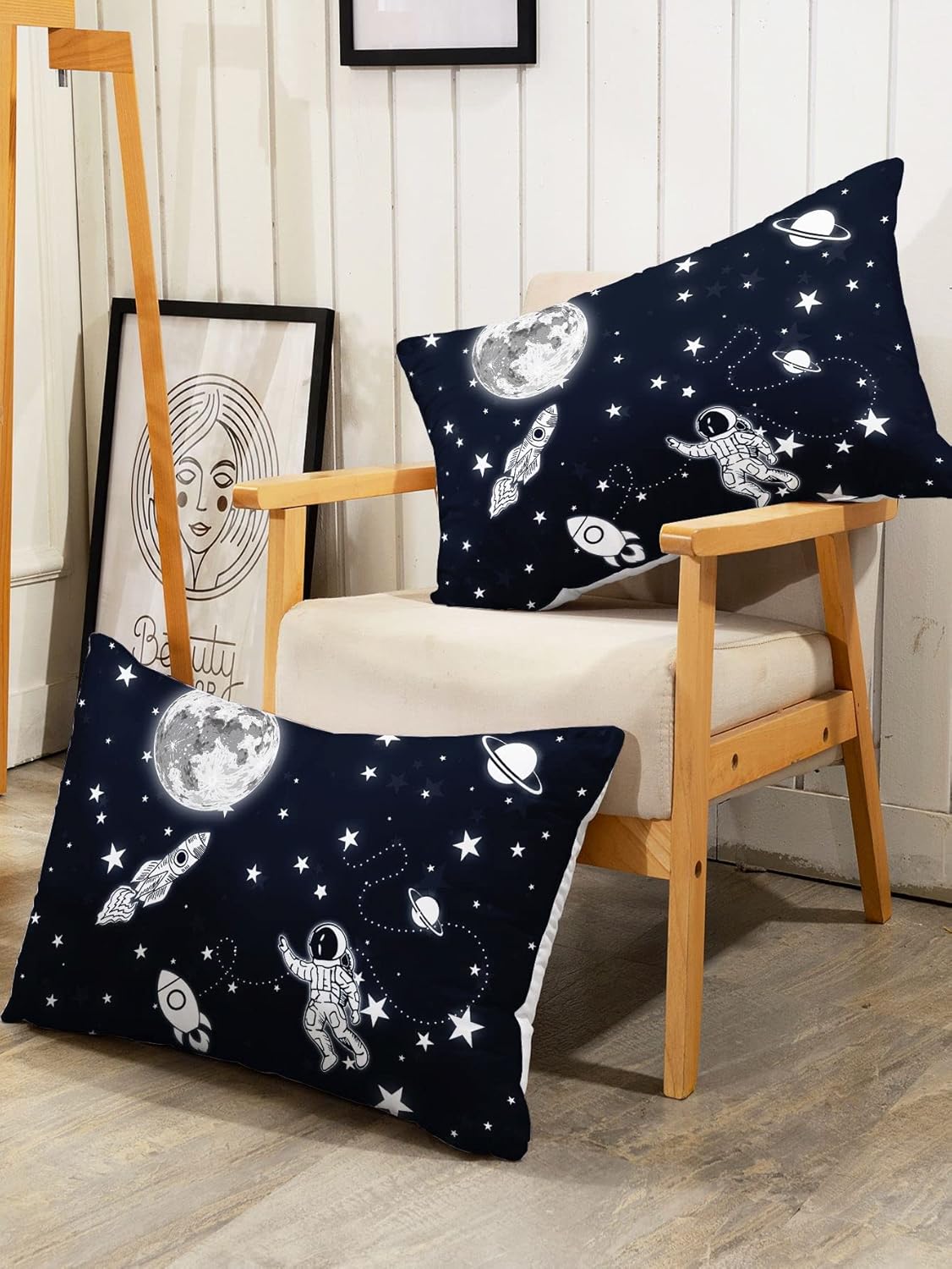 Kids Comforter Set Astronaut Space Rocket Pattern Twin 68x86