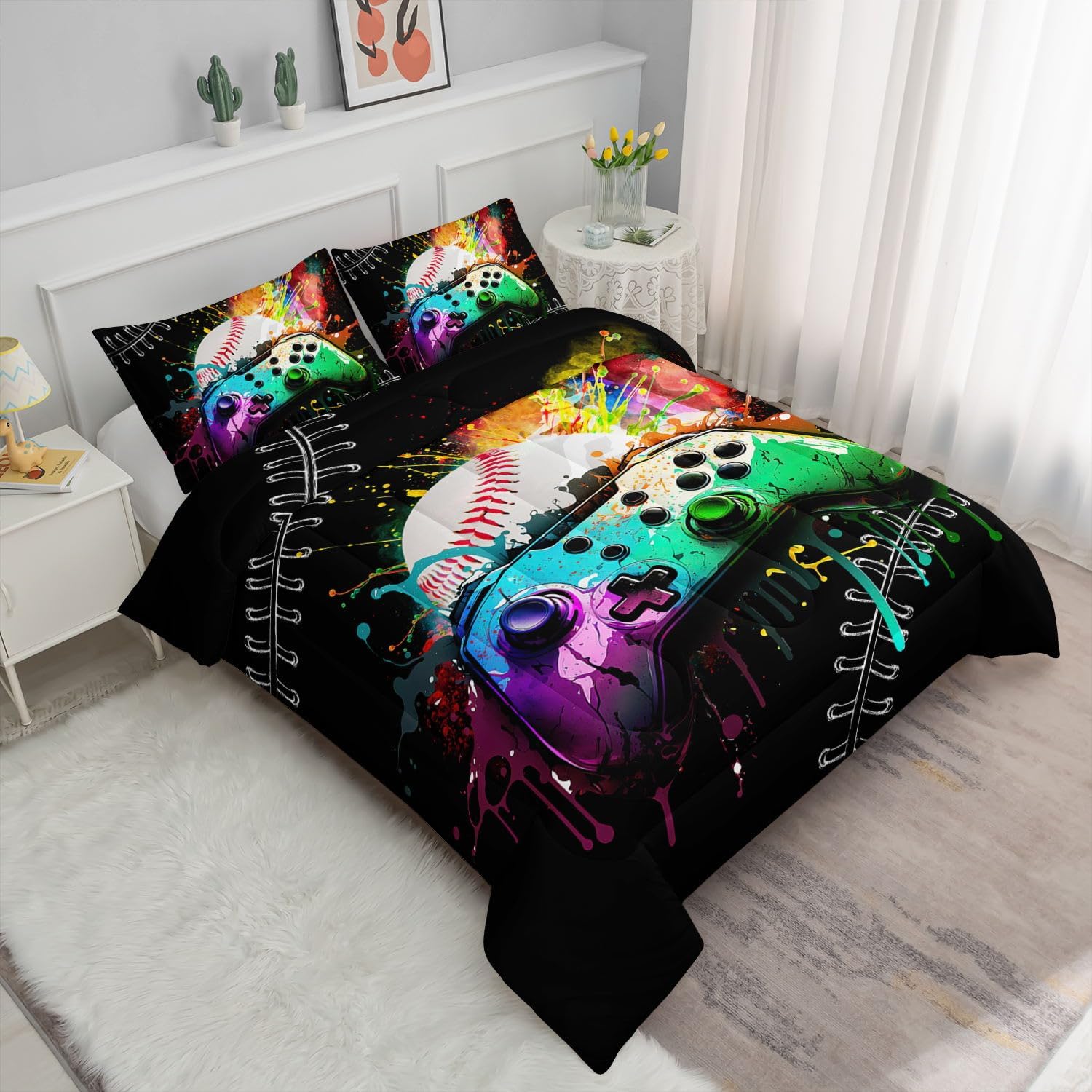 Smell Sunshine Kids Comforter Set Gamepad Baseball