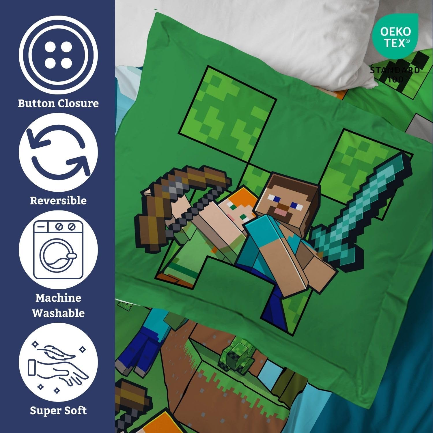 Jay Franco Duvet Cover Set 3 Piece Minecraft Kids Bedding