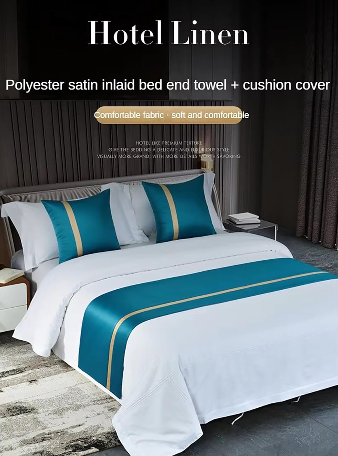 Bed Runner Scarf Gold 50X180cm Luxury Bed Cover