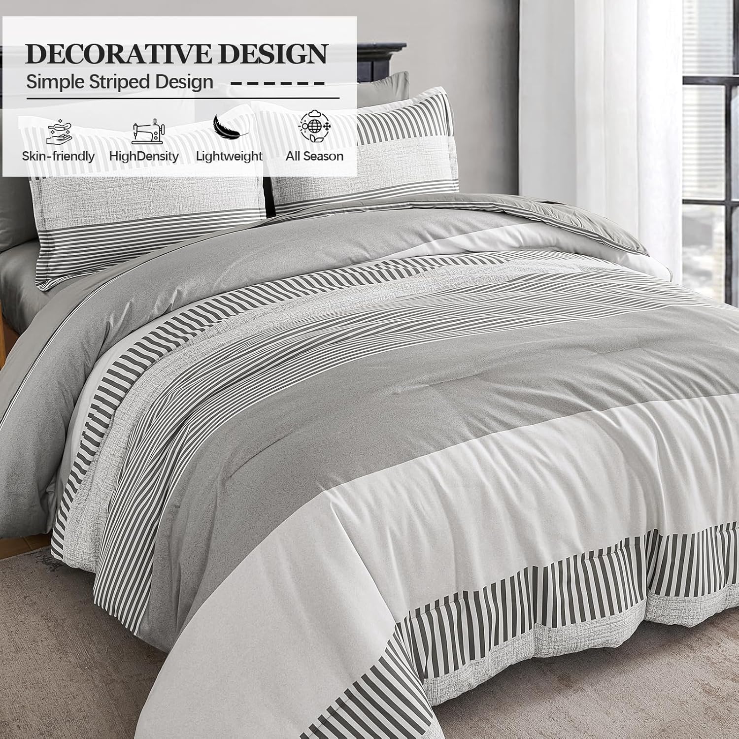 Cottolester Gray Comforter Queen Set 7 Pieces