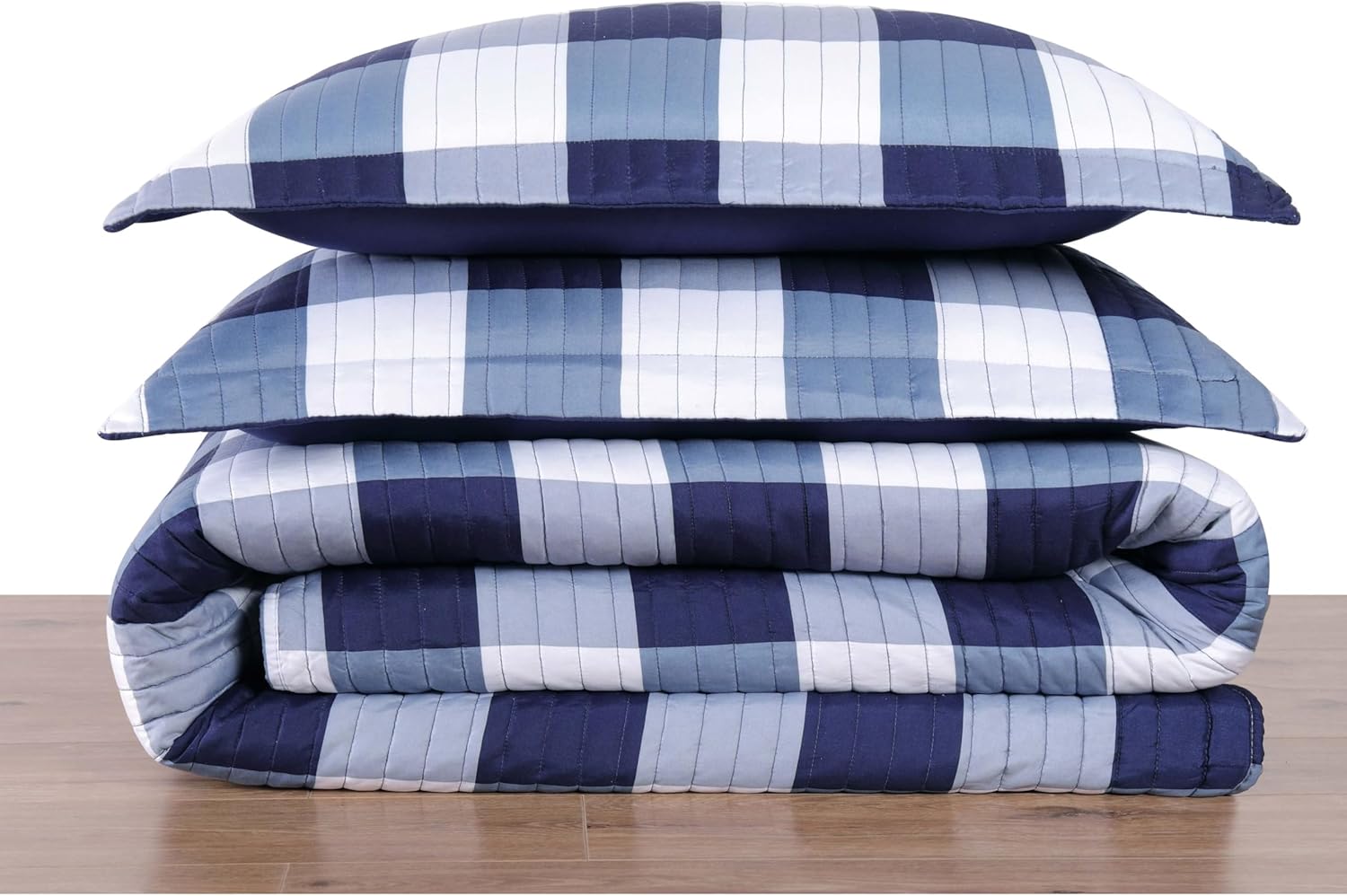TRULY SOFT Navy Buffalo Plaid Twin XL Quilt Set