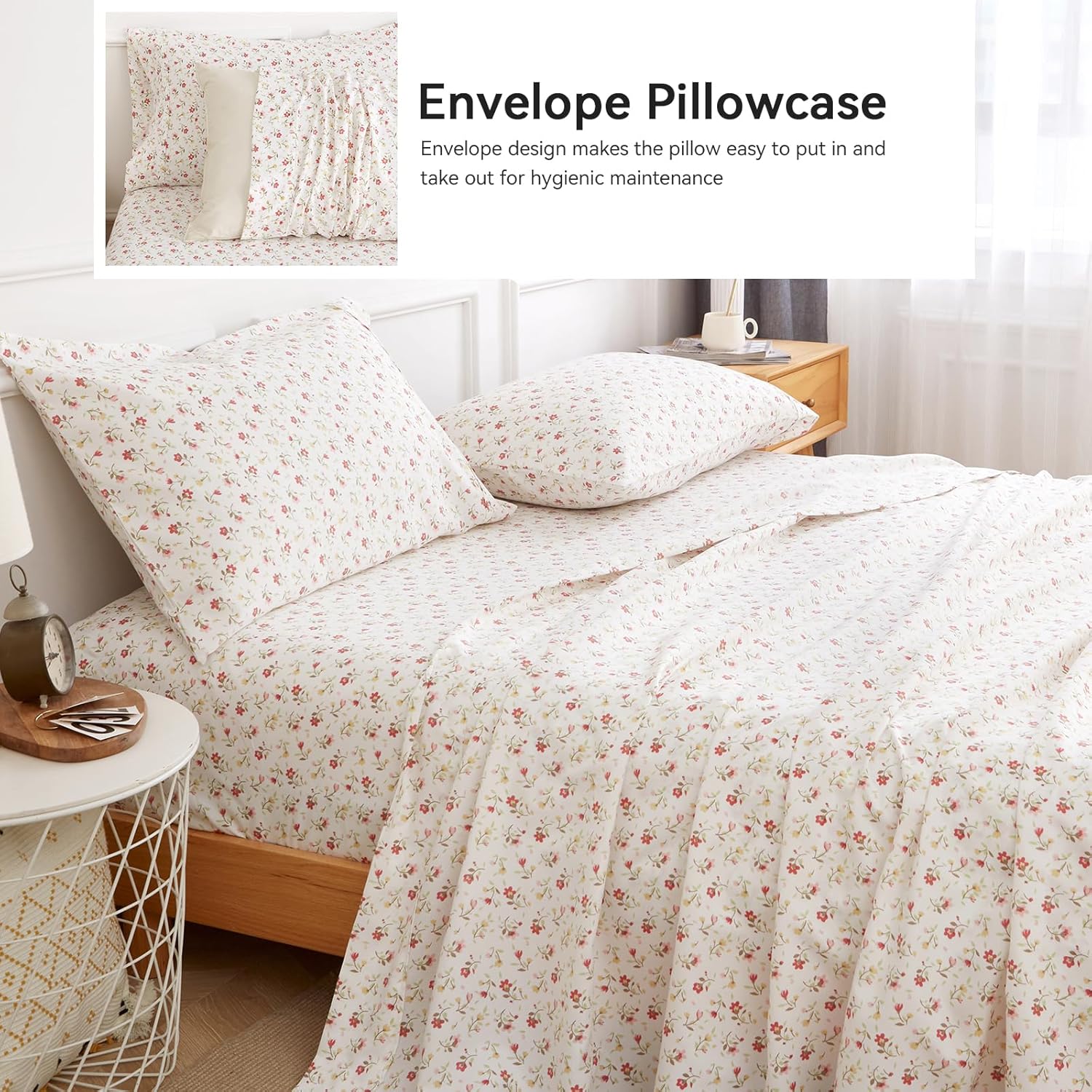 ILVOE California King Sheet Set 4 Piece Floral Microfiber