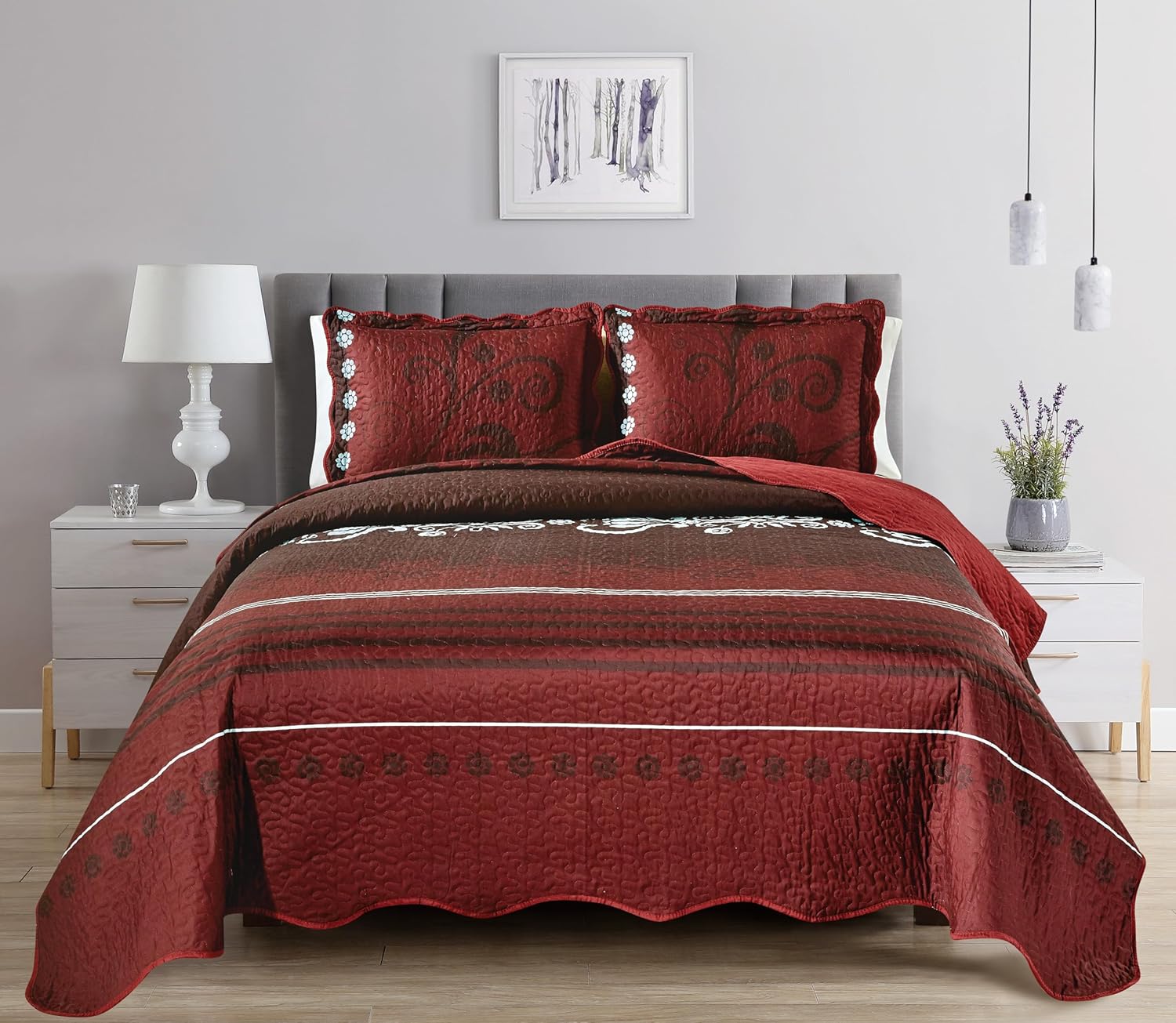 Grand Linen 3-Piece California Cal King Quilt Set
