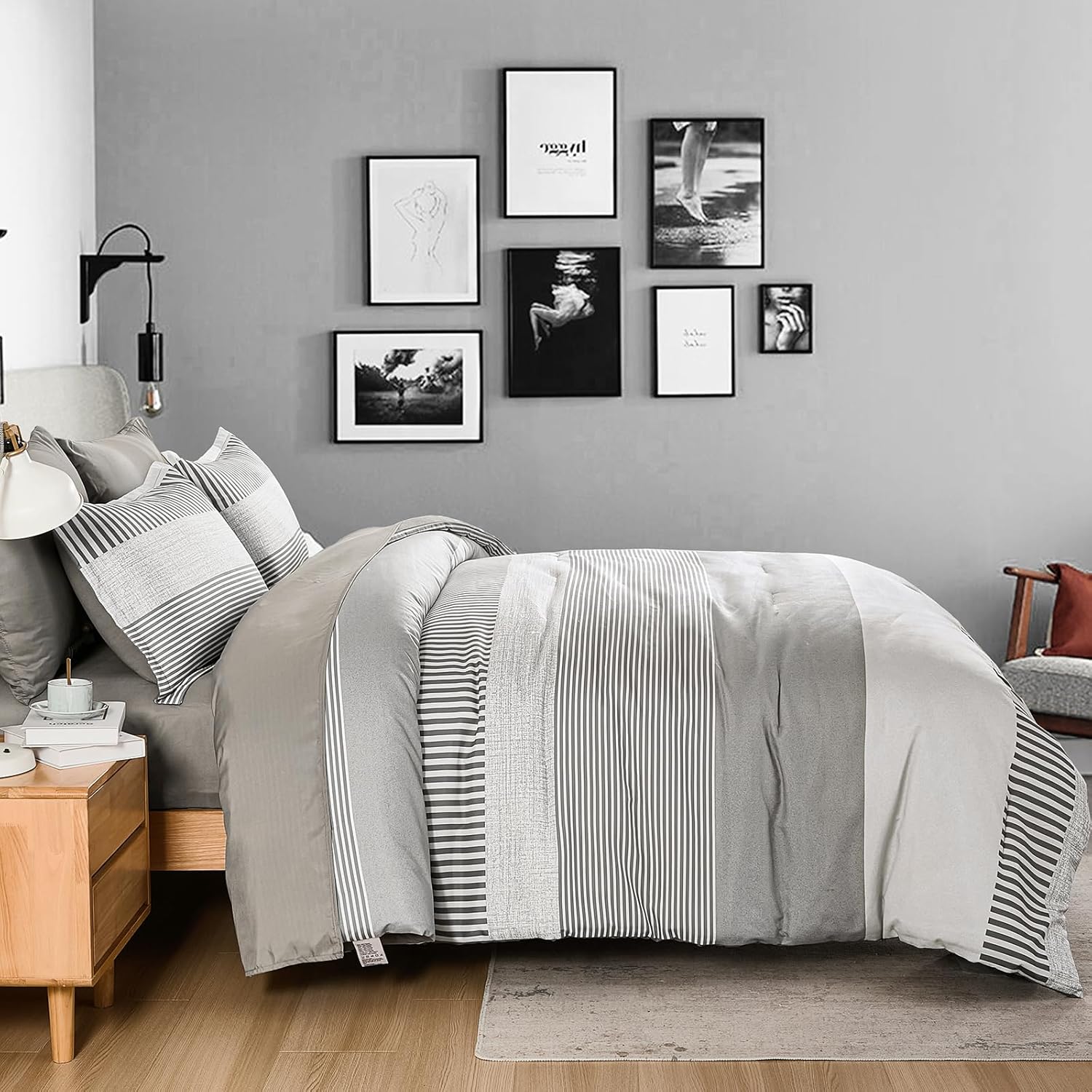 Cottolester Gray Comforter Queen Set 7 Pieces