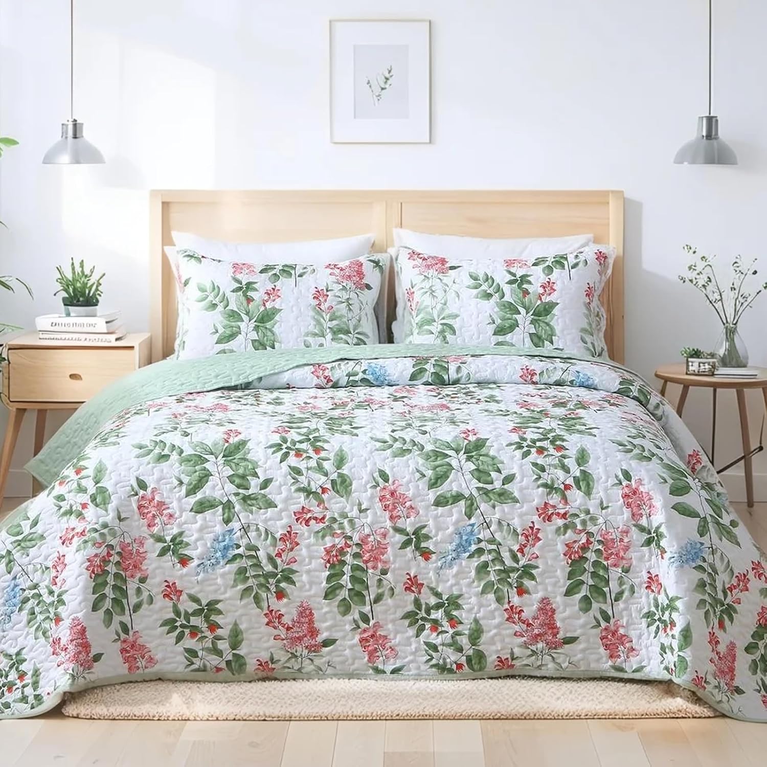 Heymybed Green Quilt Set Queen Size 3 Piece
