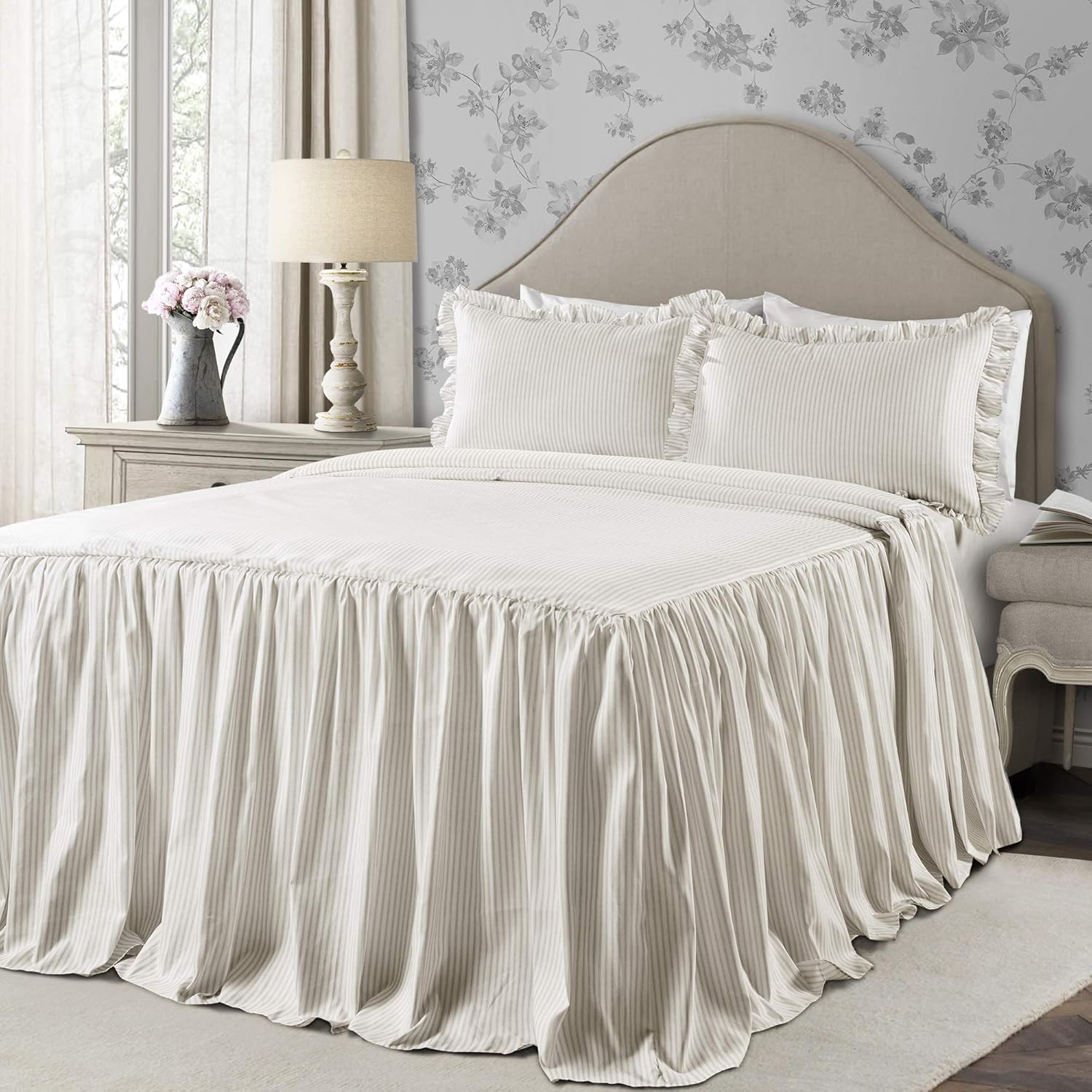 Lush Decor Ticking Stripe Bedspread 3 Piece Set Queen
