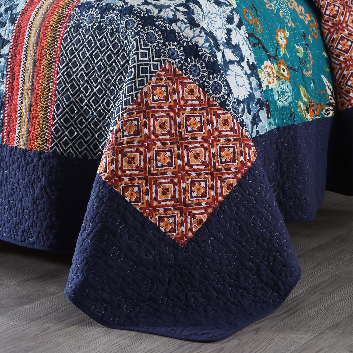 Yvooxny Reversible Cotton Quilt Set Queen Size 3-Piece