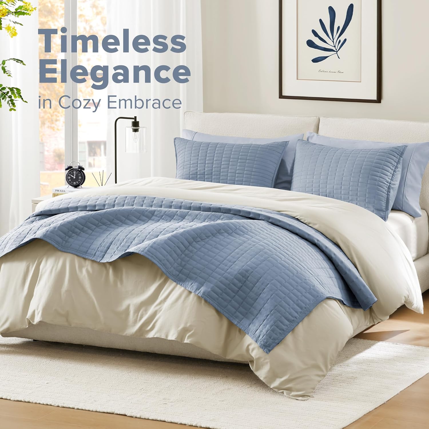 Comfort Spaces Kienna Quilt Set - 3 Piece Blue