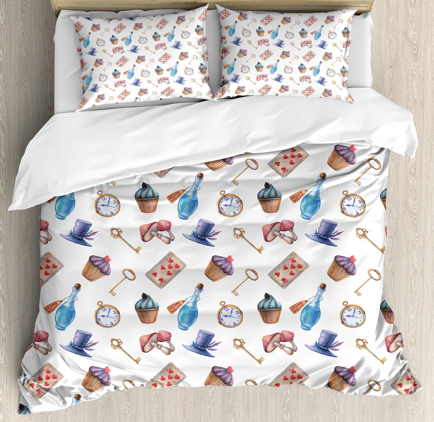 Ambesonne Alice in Wonderland Duvet Cover Set Ceil Blue