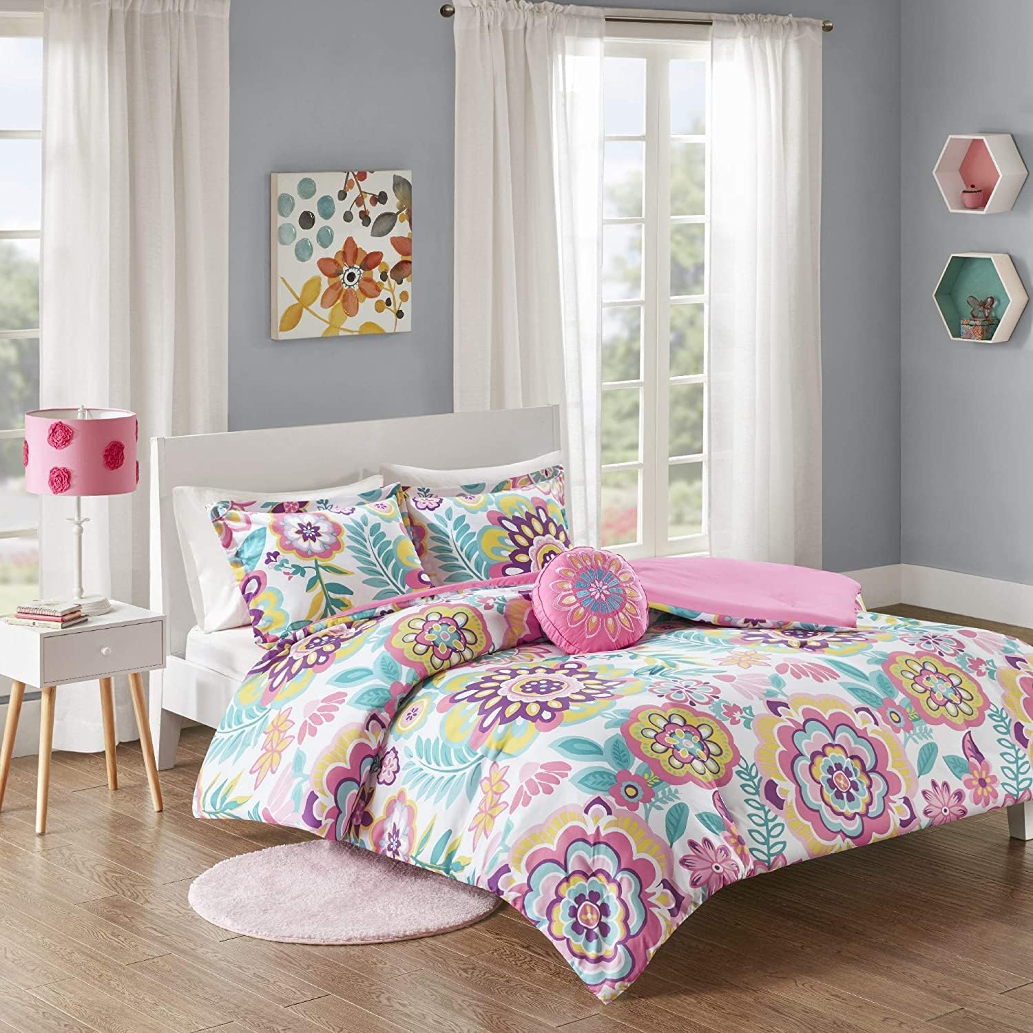 Mi Zone Camille Comforter Set 3 Piece TwinXL Pink Floral Bedding