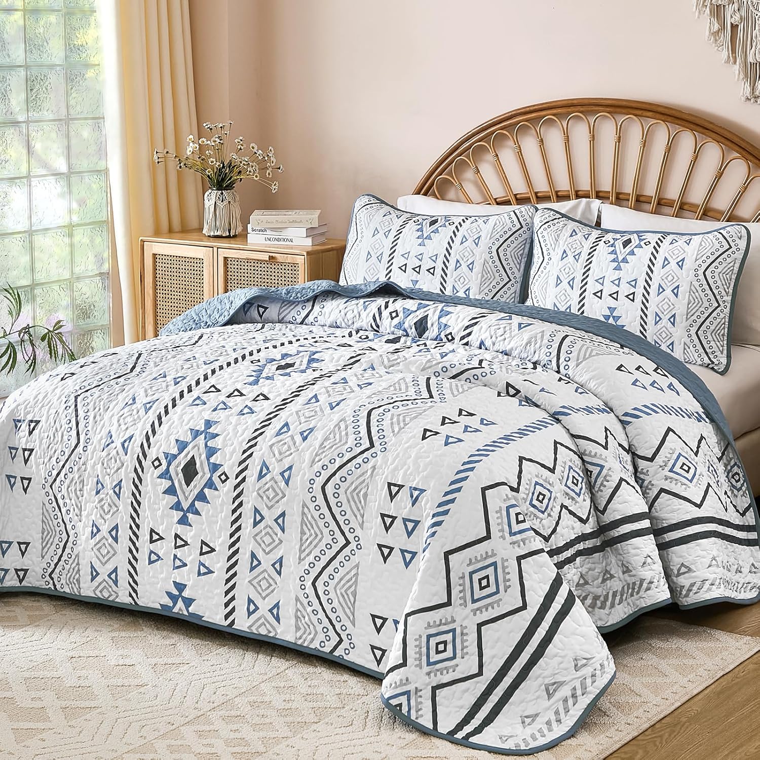 Drucon Boho Aztec Quilt Set 3 pcs King Size
