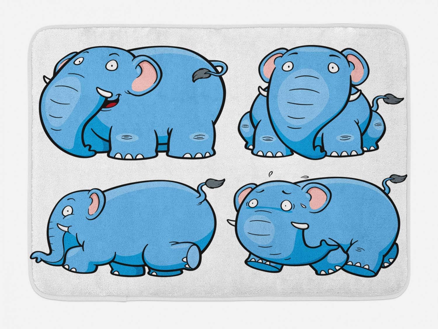 Ambesonne Animal Bath Mat 302 x 20 Pale Blue White