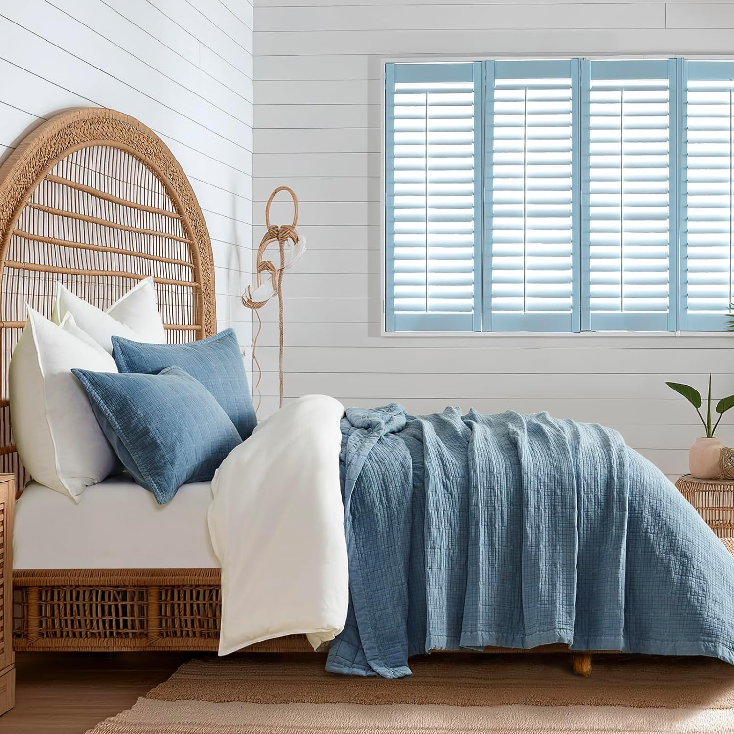 EVERGRACEHOME Stonewashed Cotton Quilt Set Full Queen Size