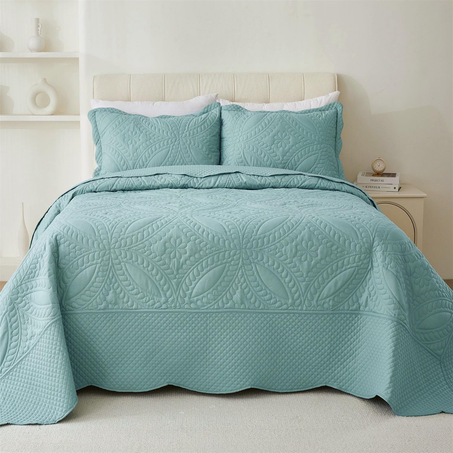 Cmfshape Oversize King Quilt Set 120x120 3 Piece Modern Coin Pattern