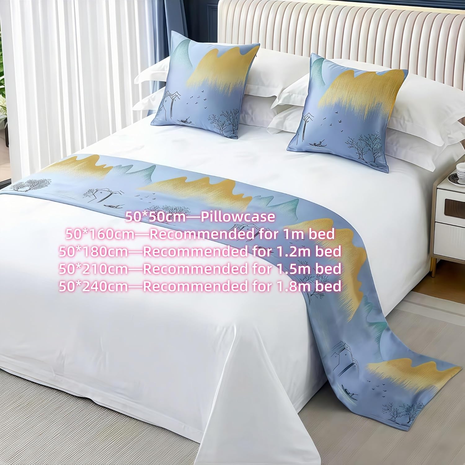 Luxury Polyester Bed Runner Scarf with Quilted Design