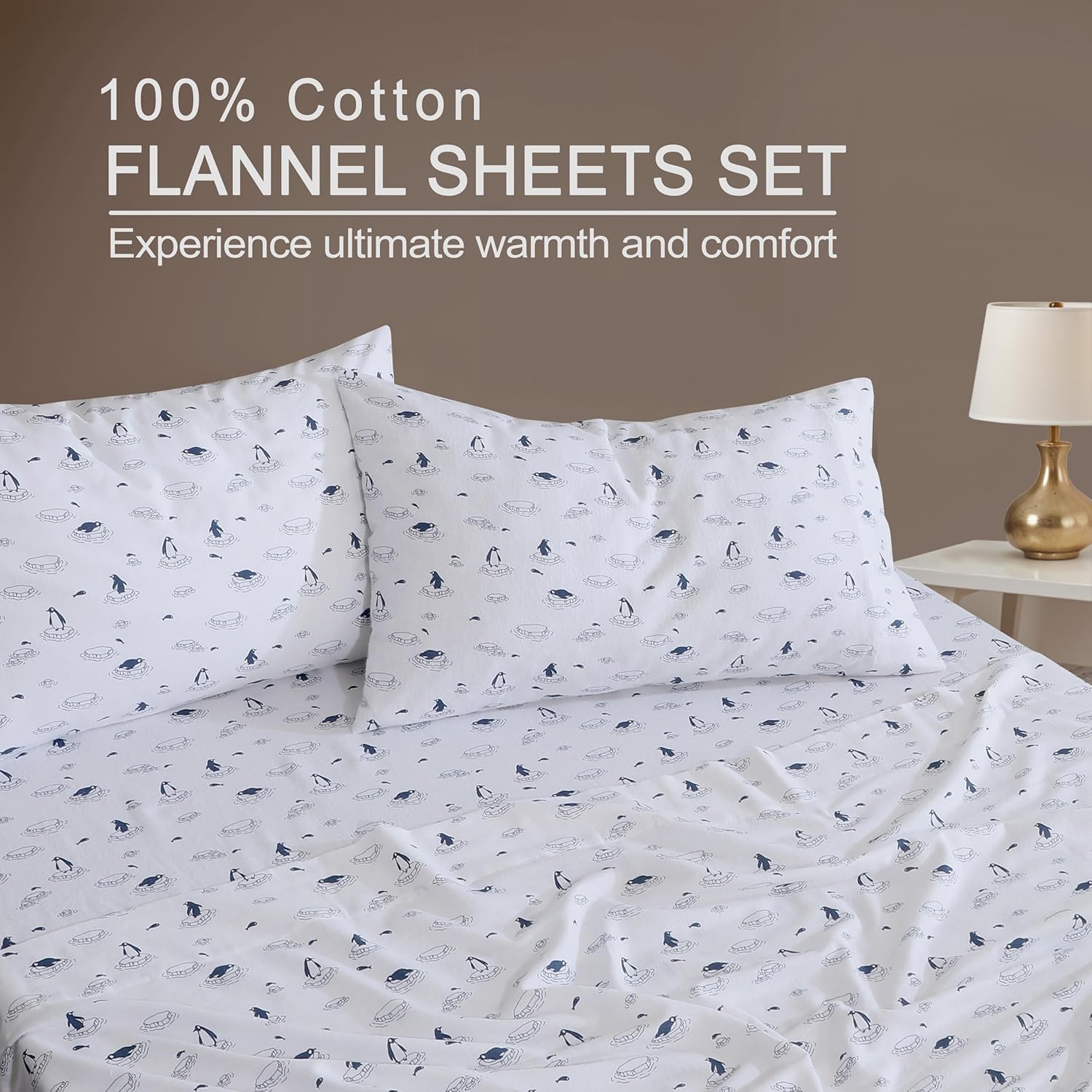 ZOYER Flannel Sheets Queen Set - Deep Pocket Double Brushed 4 Piece