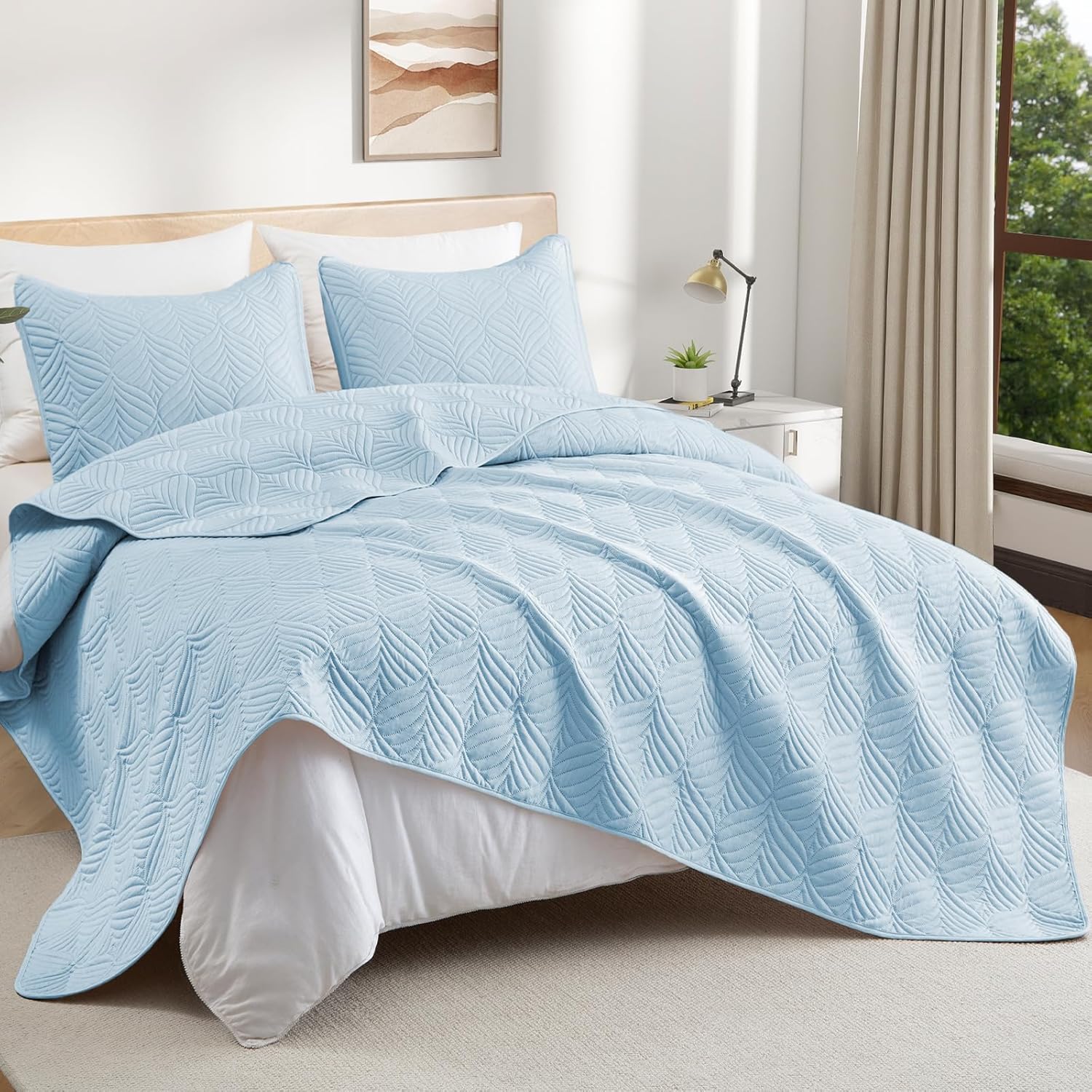 Whale Flotilla Light Blue XL Twin Quilt Set