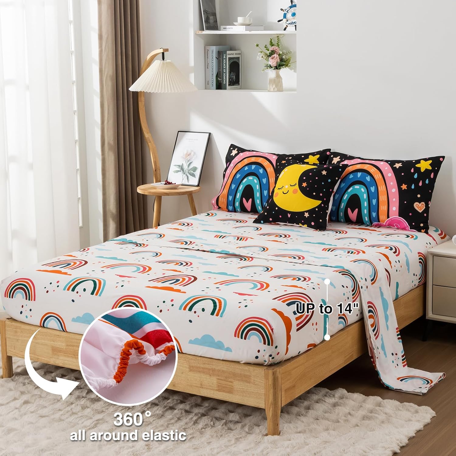 A Nice Night Cartoon Rainbow Comforter Set 6 Pcs Twin