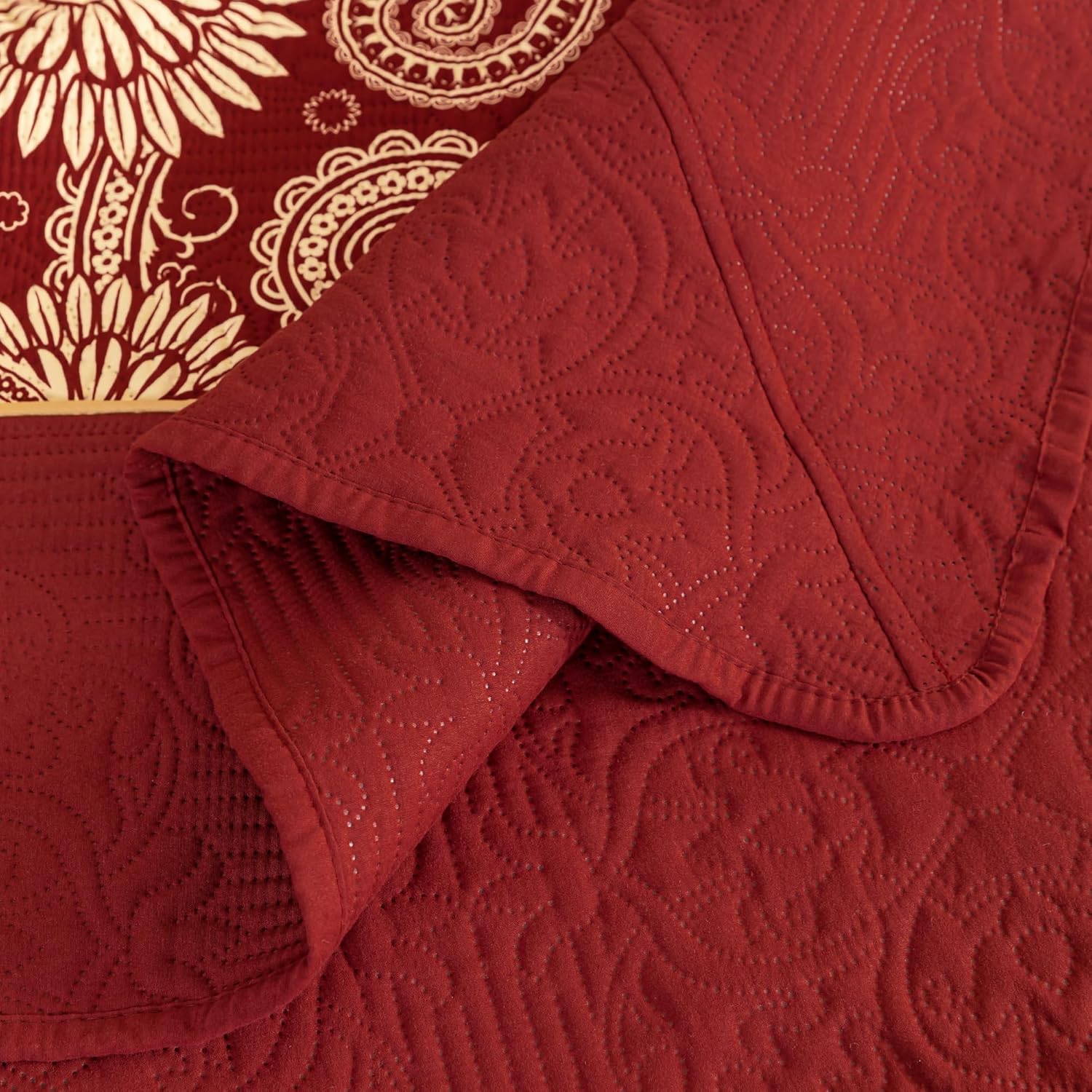 Sophia William Red Quilt Set Cal-King 3-Piece