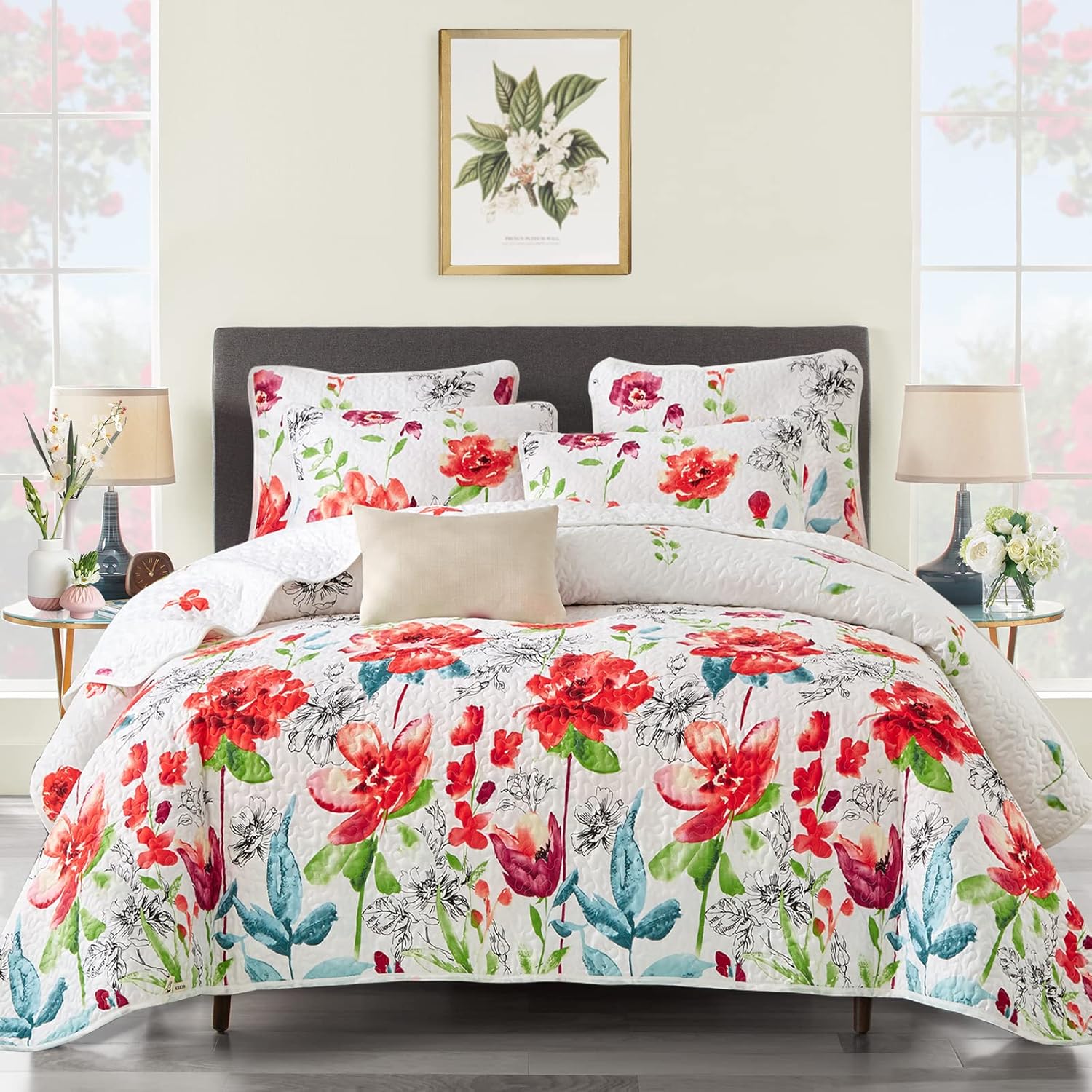 UOZZI BEDDING 3-Piece Queen Reversible Quilt Set