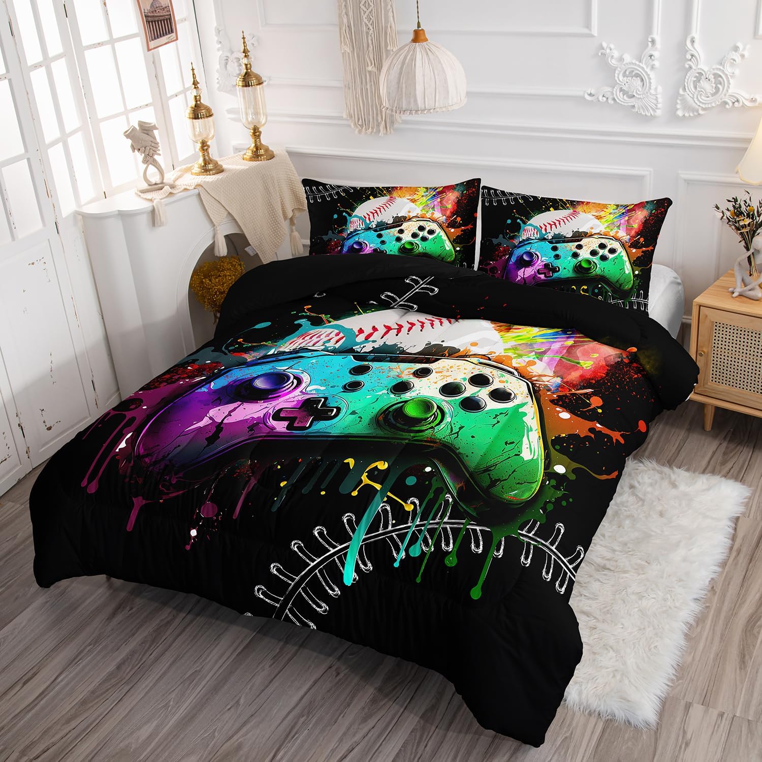 Smell Sunshine Kids Comforter Set Gamepad Baseball
