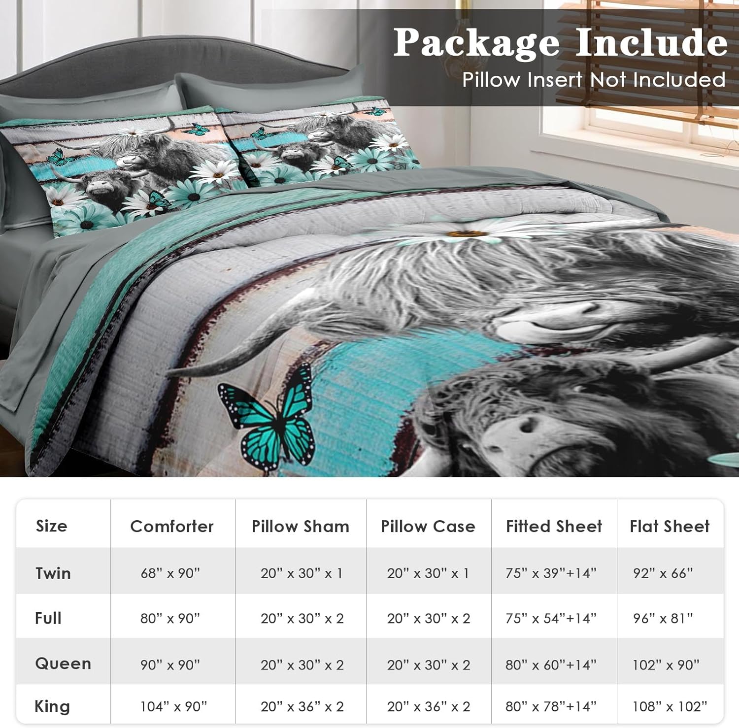 Pamnest Comforter Set King Size with Daisy Pattern